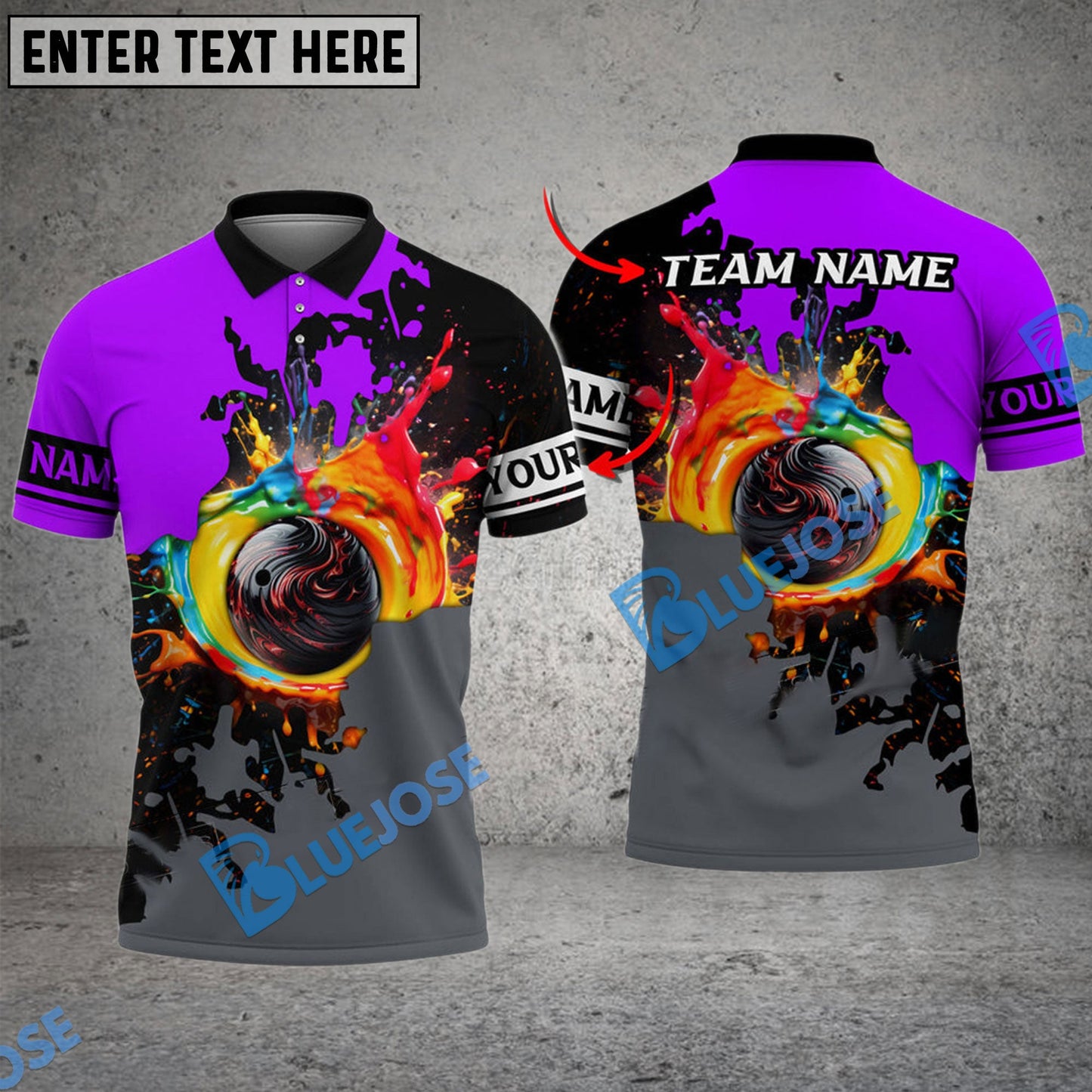Frenzidea Bowling And Pins Rainbow Painting Style Customized Name 3D Shirt (4 Colors)