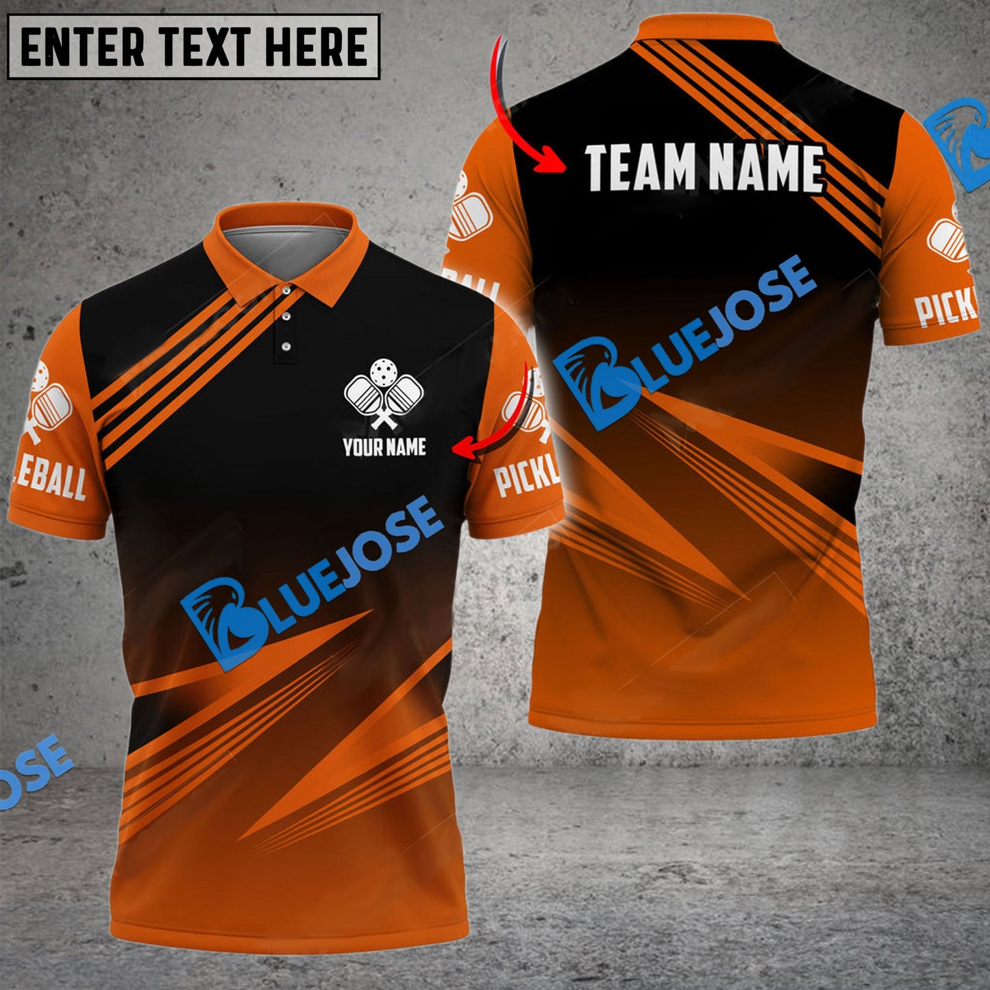 Frenzidea Pickleball Orange Spike Personalized Name, Team Name Unisex Shirt