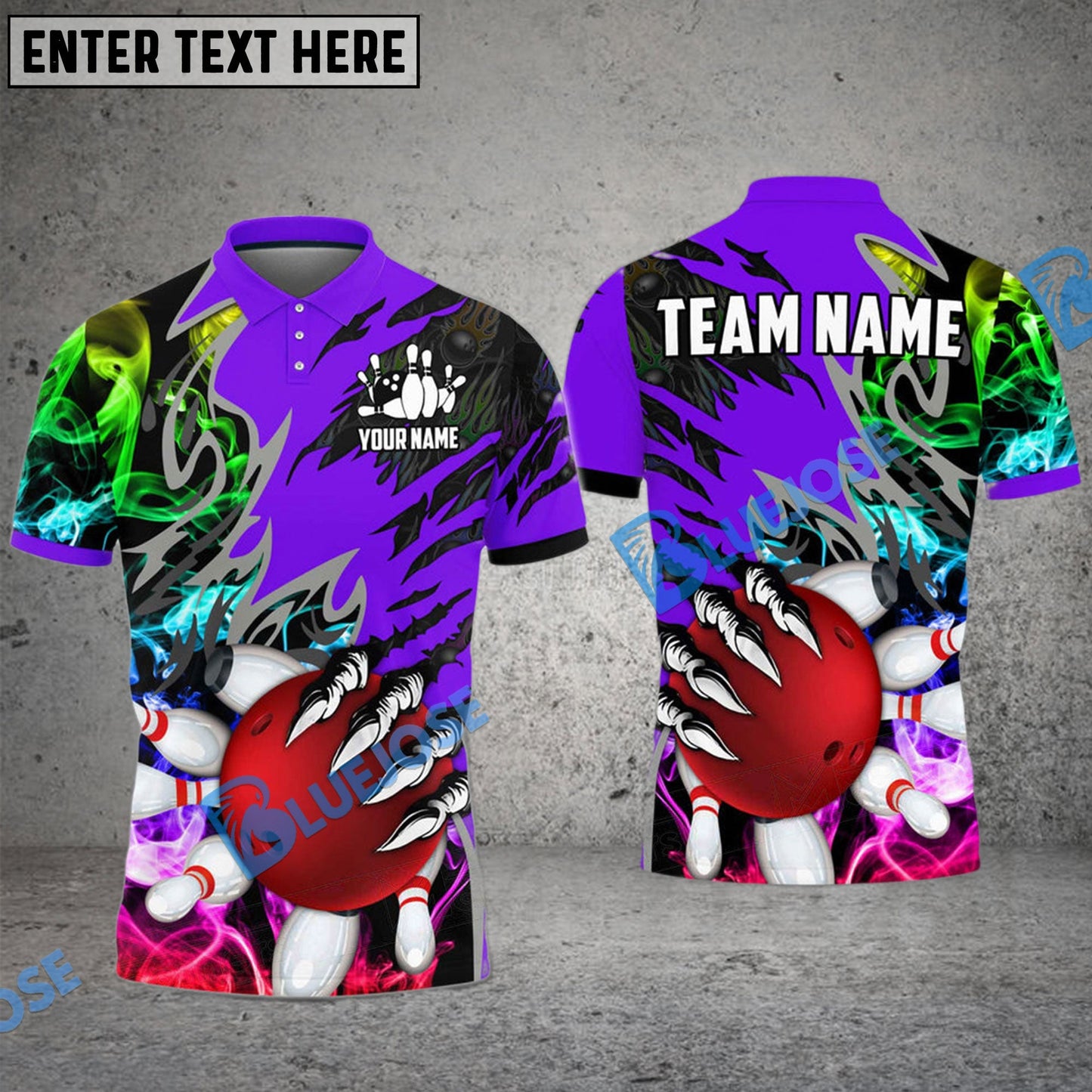 Frenzideas Bowling And Pins Smoking Claws Customized Name 3D Shirt ( 6 Colors)