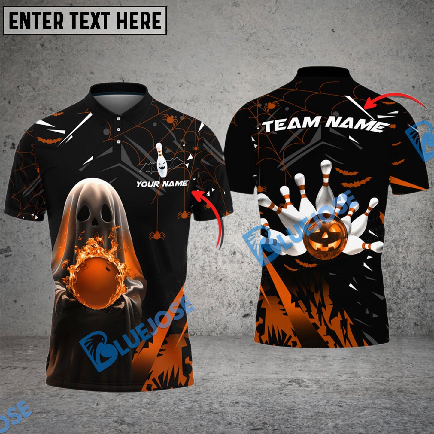 Frenzideas Bowling And Pins Halloween Ghost Customized Name 3D Shirt ( 6 Colors)