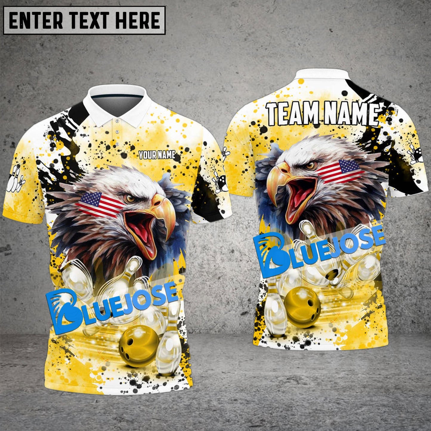 Frenzidea Bowling And Pins Eagle American Flag Paint Pattern Customized Name 3D Shirt (4 Colors)