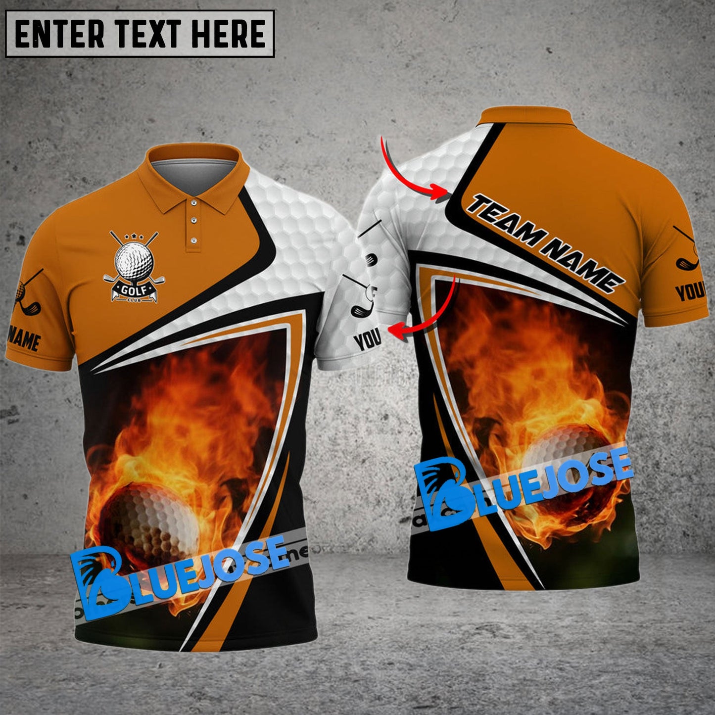 Frenzidea Golf Fire Skin Ball Customized Name, Team Name 3D Shirts (4 Colors)