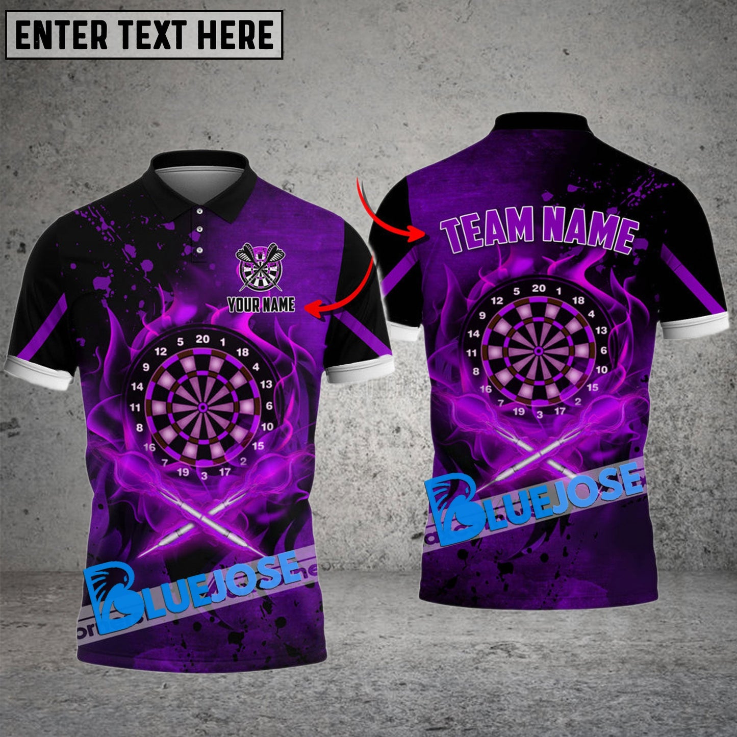 Frenzidea Darts Fire Flame Premium Personalized Name, Team Name 3D Shirt (4 Colors)