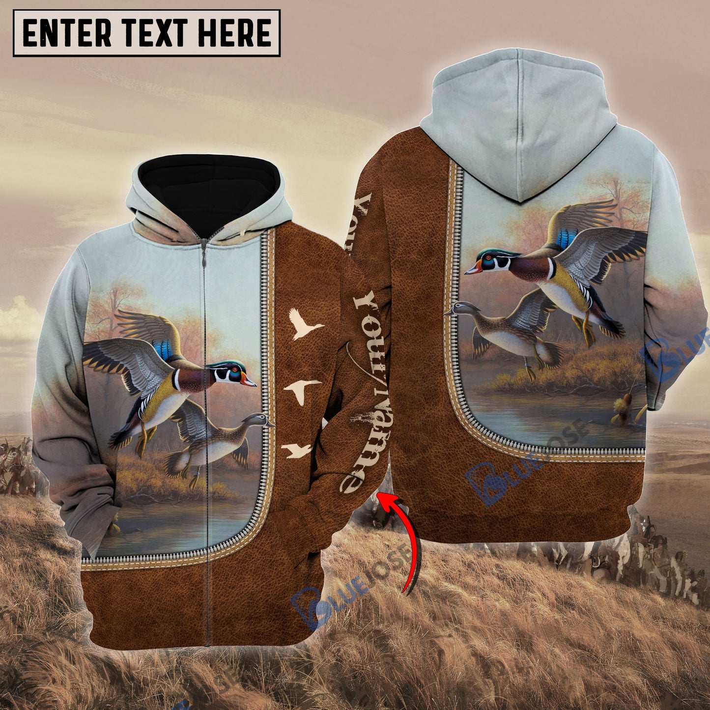 Frenzidea Personalized Name Duck Happiness Hunting Pattern 3D Hoodie