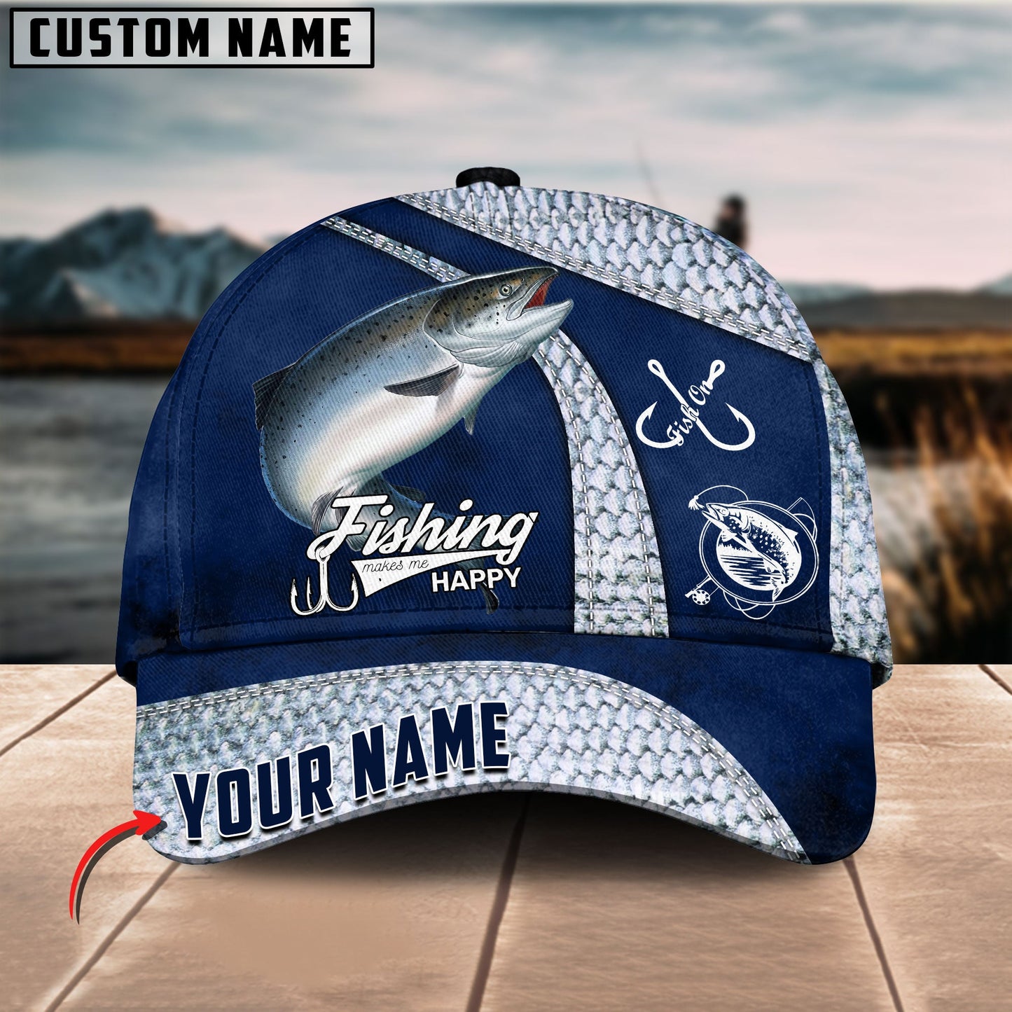Frenzidea Personalized Salmon Fishing Cap