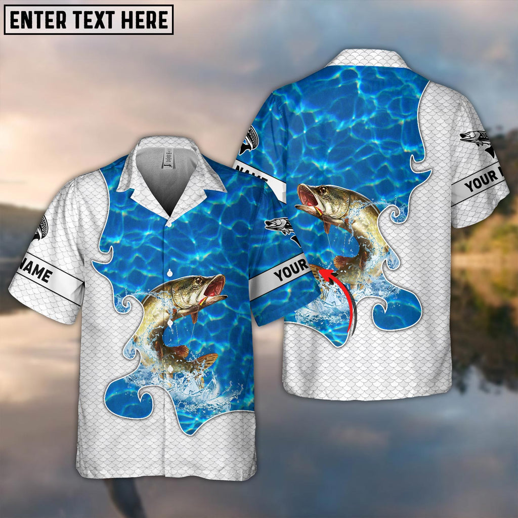 Frenzidea Pike Fishing Blue Water Personalized 3D Hawaiian Shirt