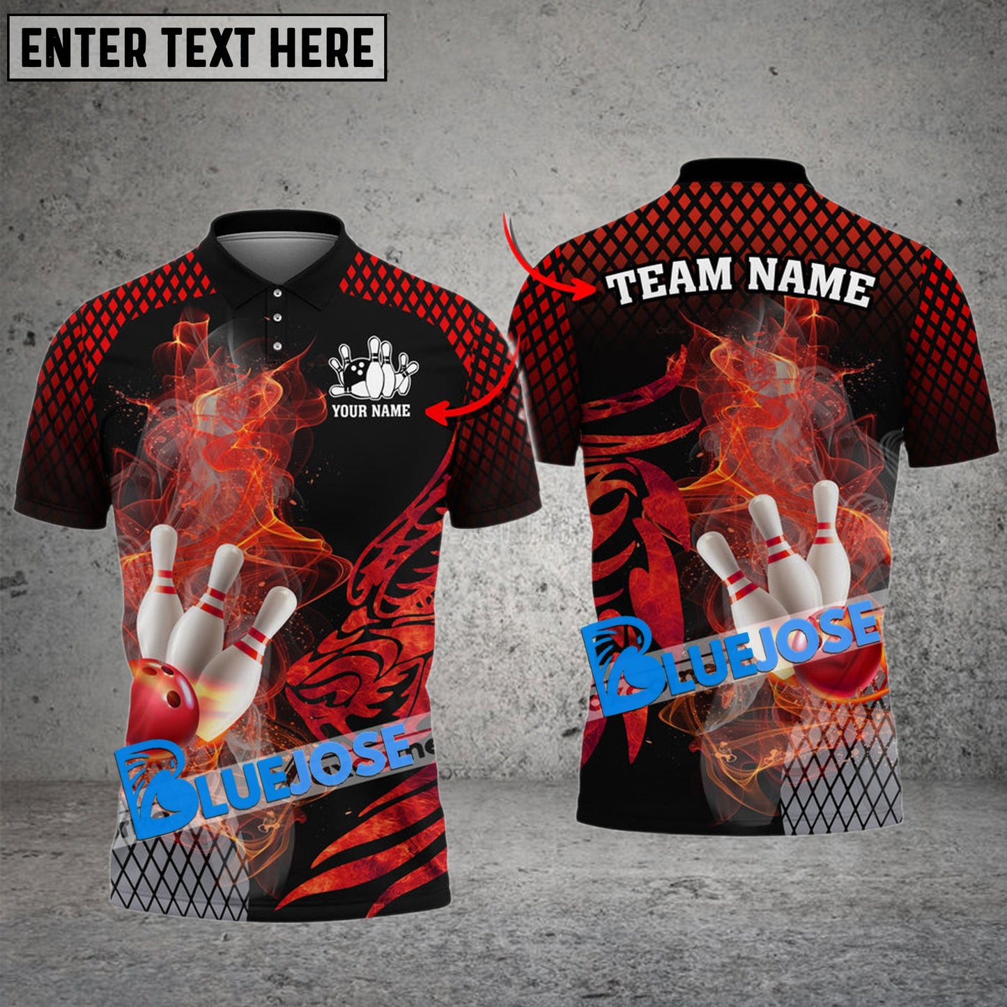Frenzideas Bowling And Pins Fire Dragon Scale Multicolor Customized Name 3D Shirt ( 4 Colors )