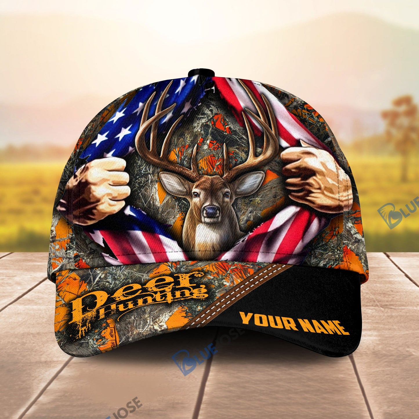 frenzidea Hunting Deer US Flag Pattern Multicolor Personalized Cap