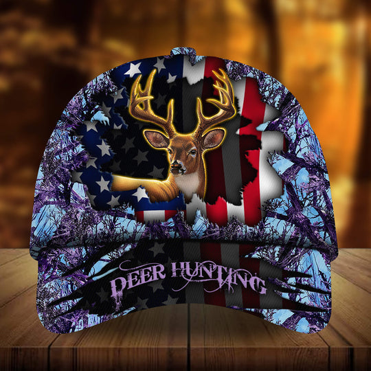 Frenzidea Eternity Cracked Flag Deer Hunting Multicolor Personalized Cap