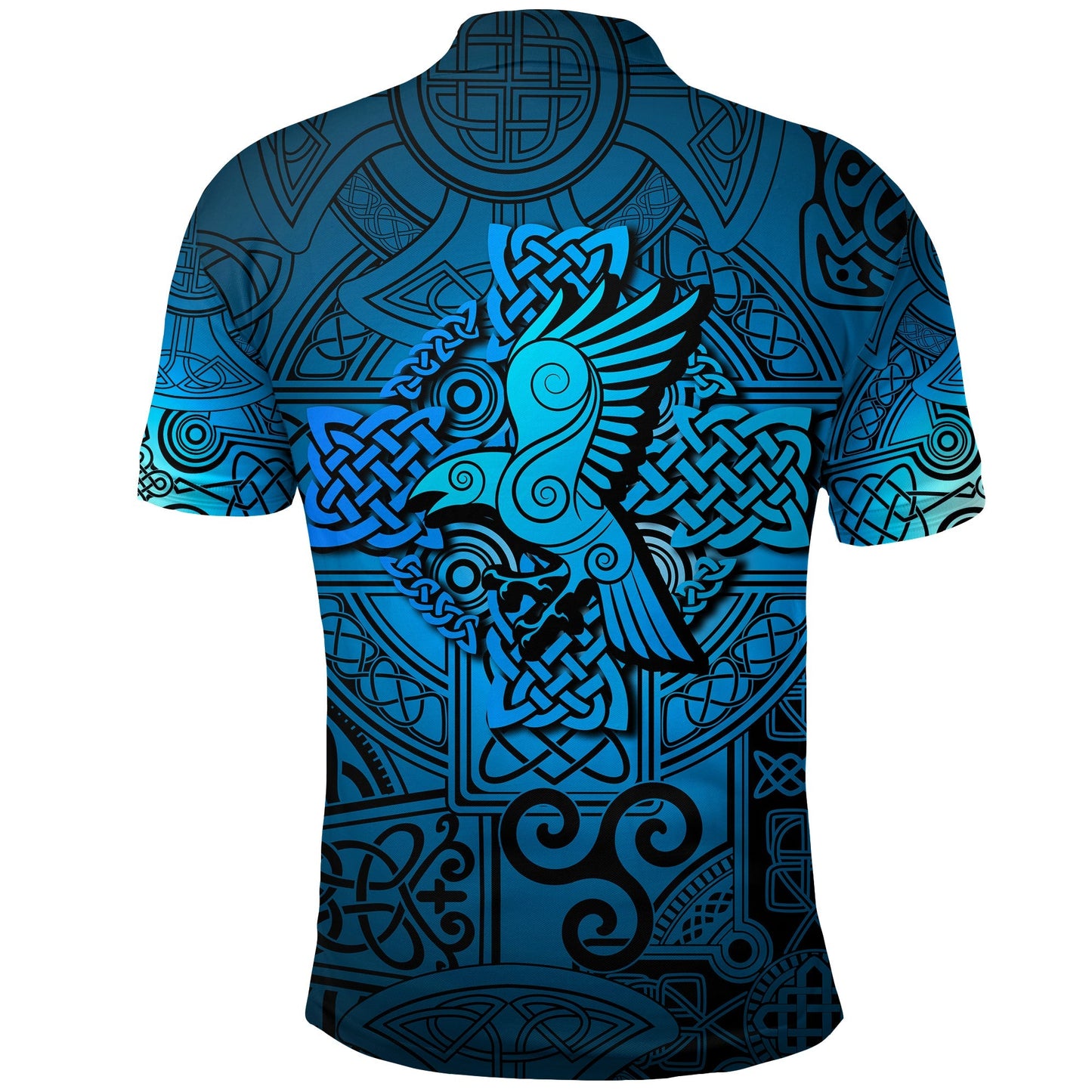 Frenzidea Viking Style Polo Shirt - Raven Odin Celtic Cyan
