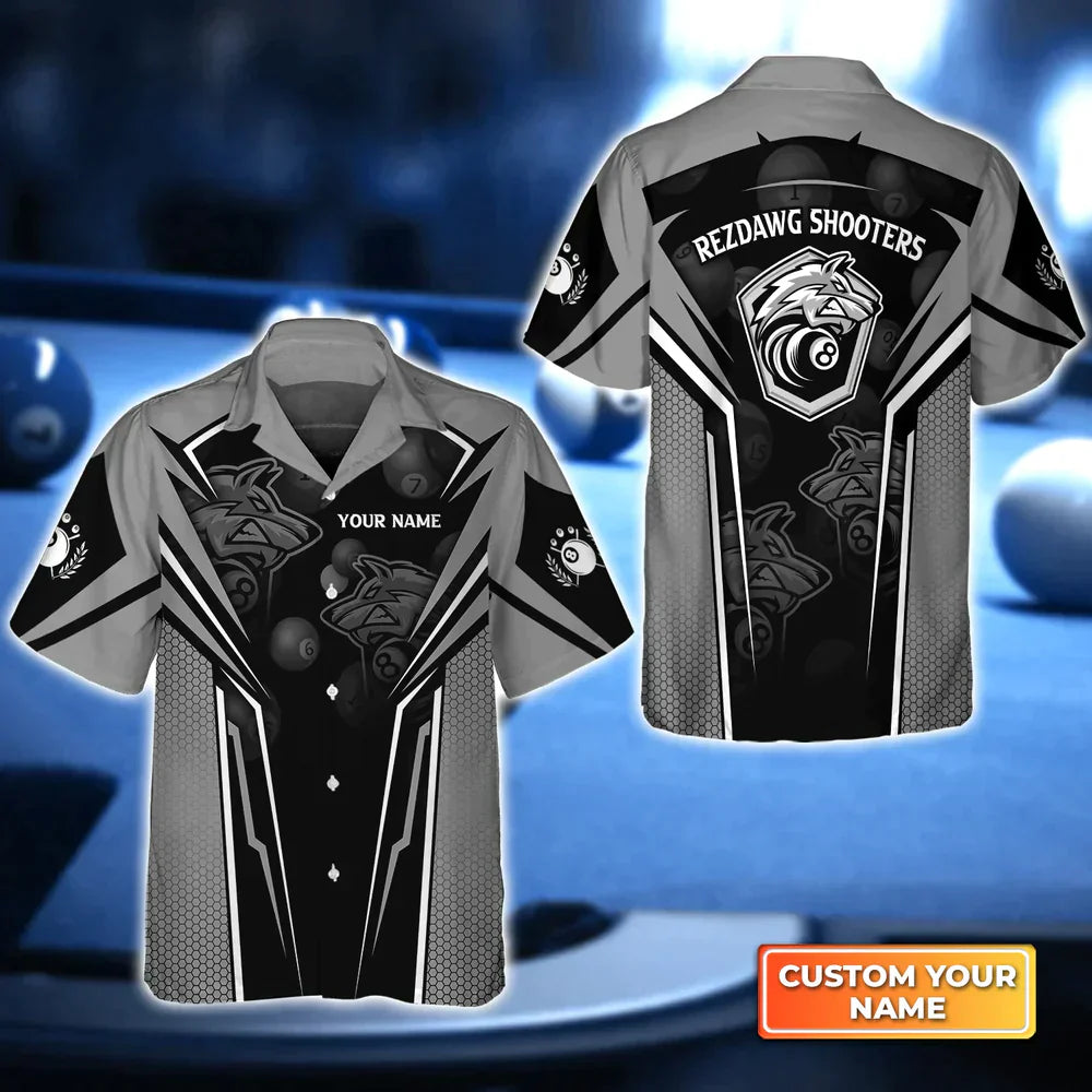 Frenzidea Rezdawg Shooters Wolf Billiard Team Personalized Name Hawaiian Shirt