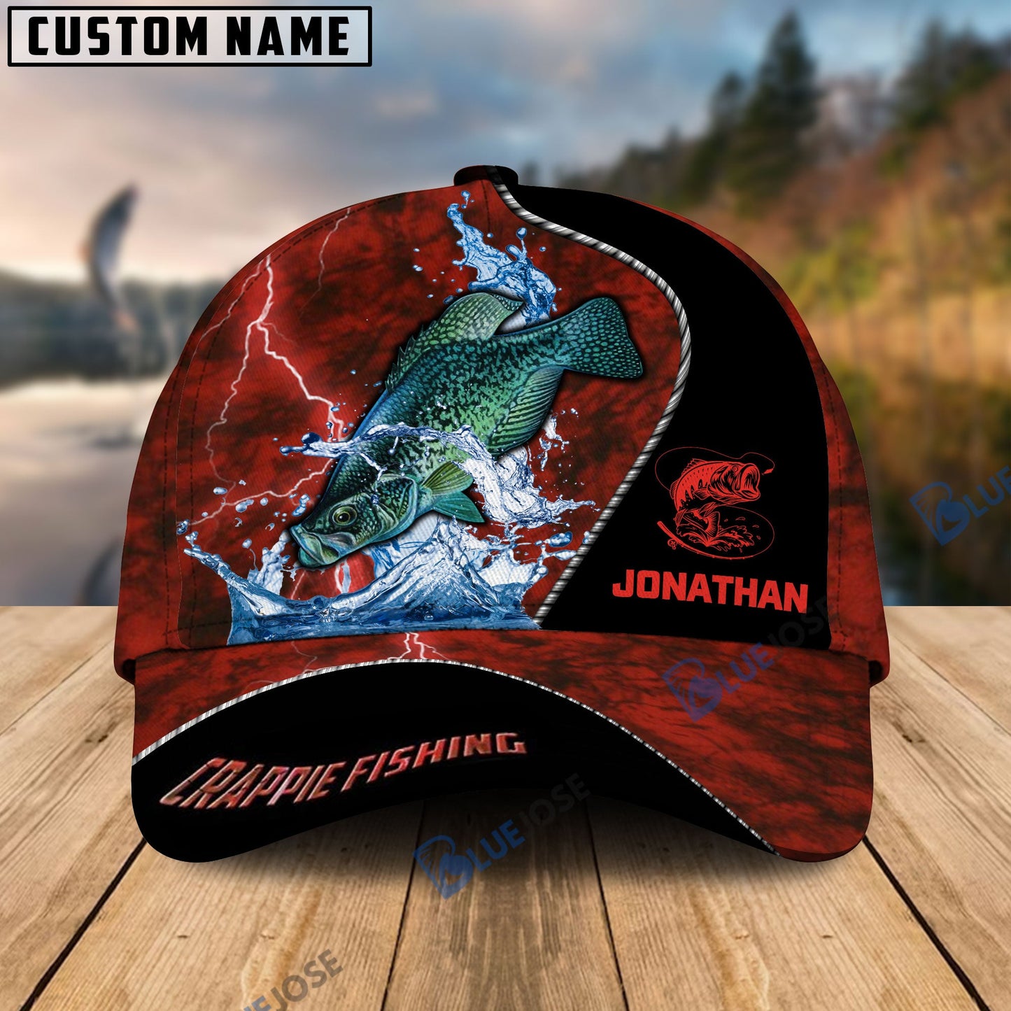 Frenzidea Personalized Crappie Fishing Red Cap