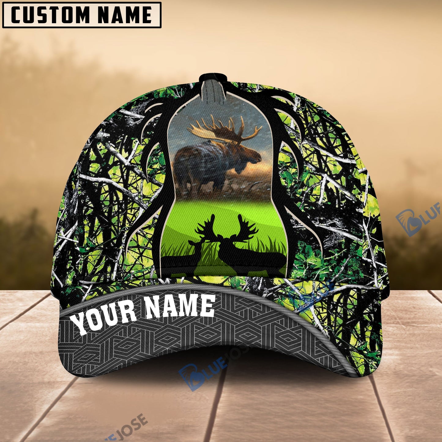 Frenzidea Moose Hunting Multicolor Personalized Cap