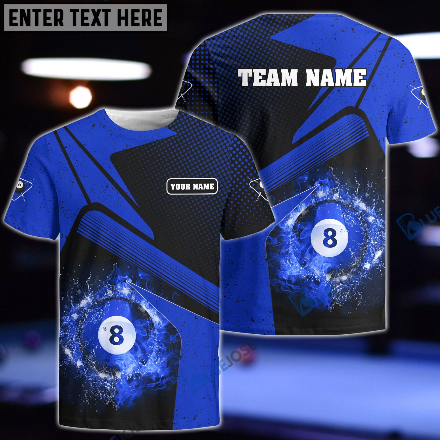 frenzidea Billiards Galaxy Blue Personalized Name, Team Name Unisex Shirt