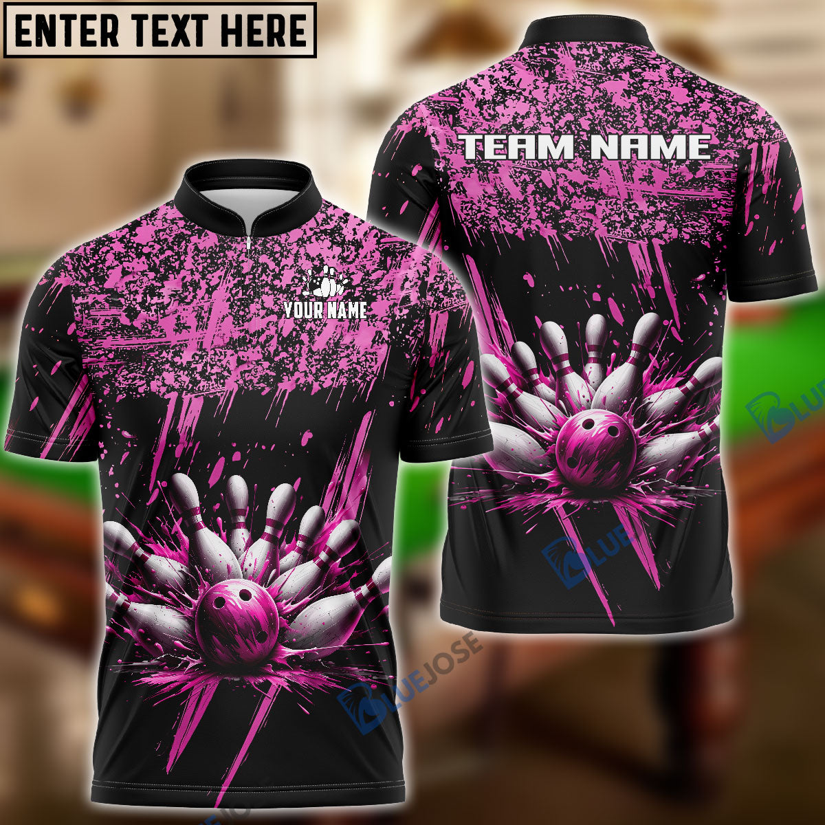 Frenzideas Bowling And Pins Ink Pattern Customized Name 3D Shirt (5 Colors)