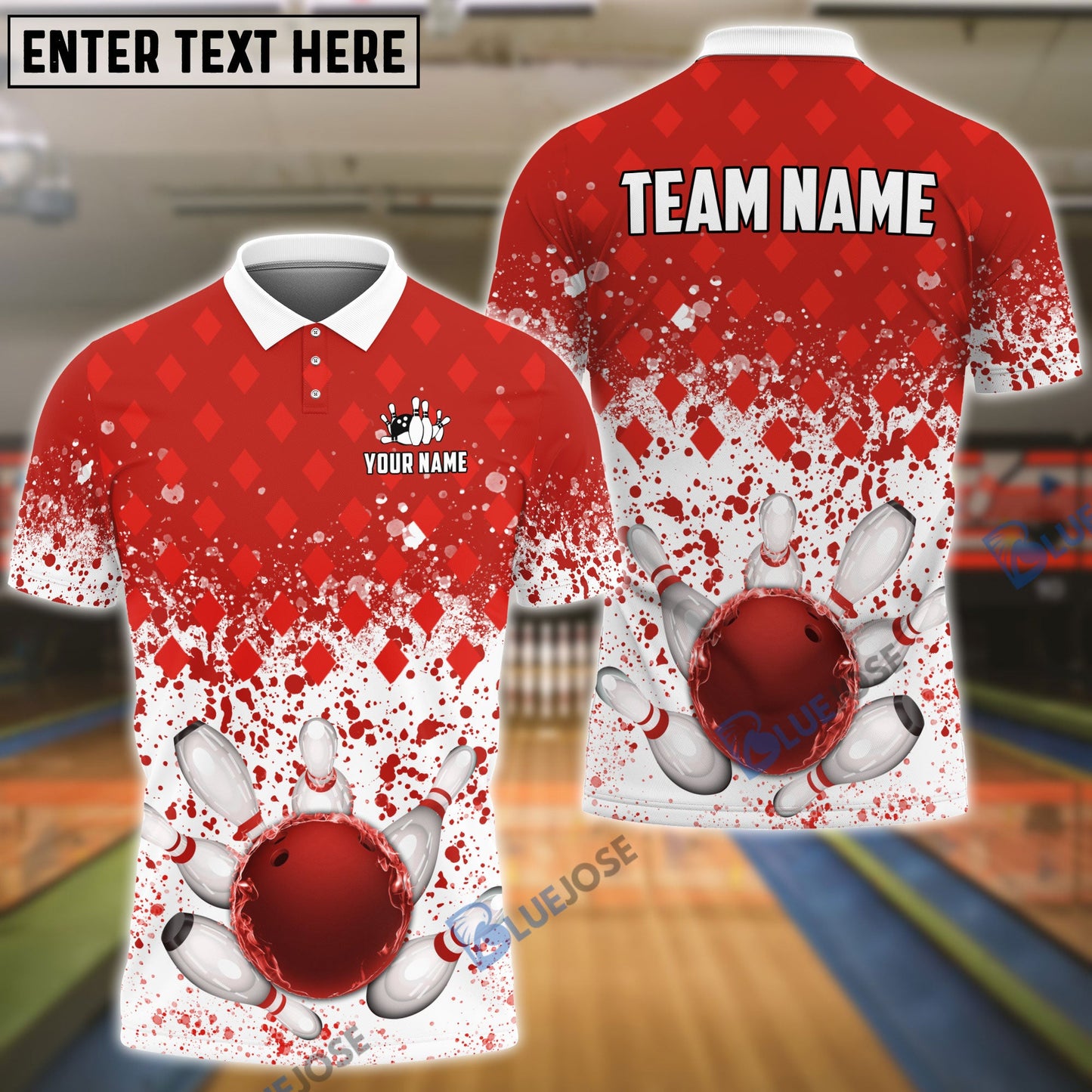 Frenzideas Bowling And Pins Ink Color Pattern Customized Name 3D Shirt (4 Colors)