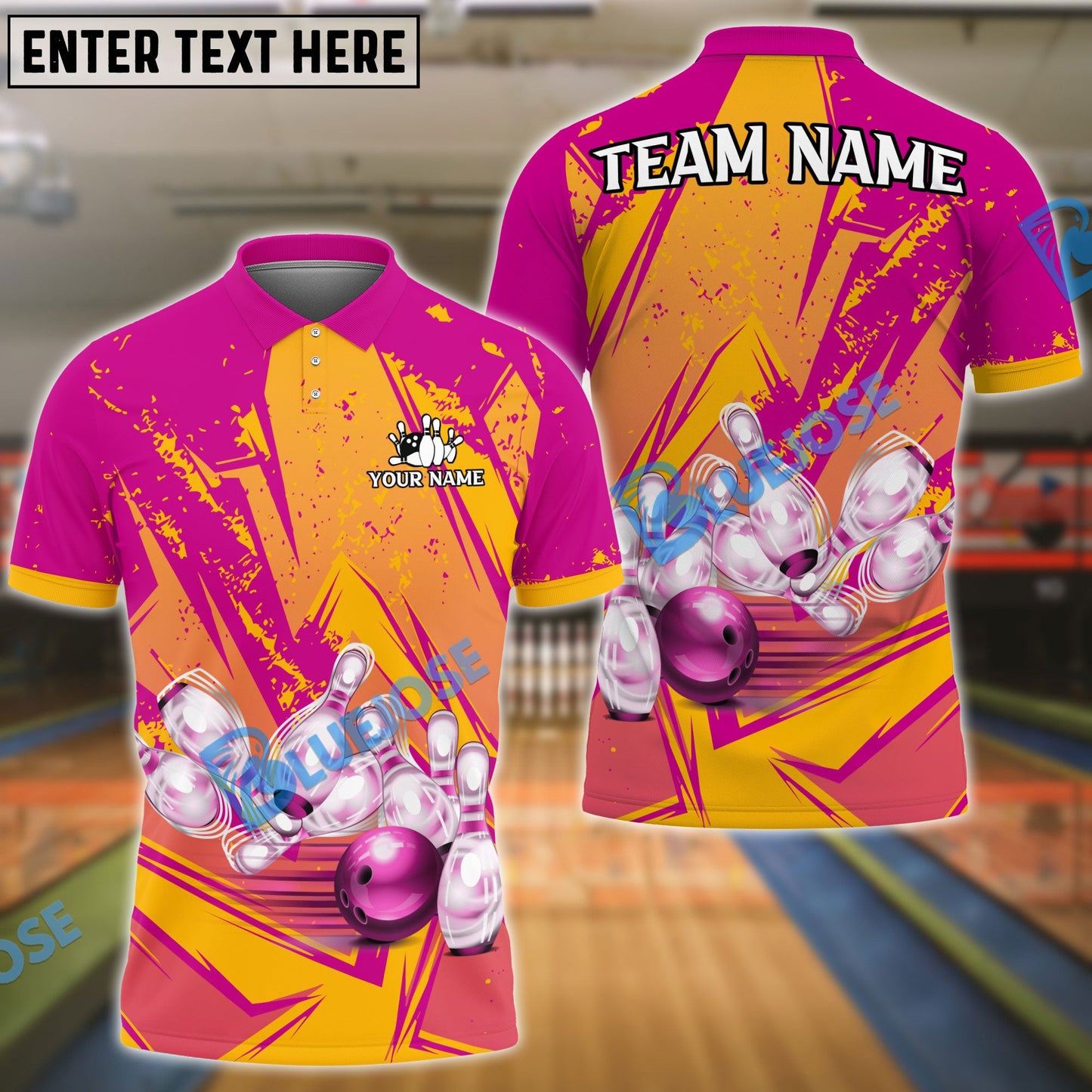 Frenzideas Bowling Ball And Pins Winner Personalized Name, Team Name Unisex Shirt (Copy)