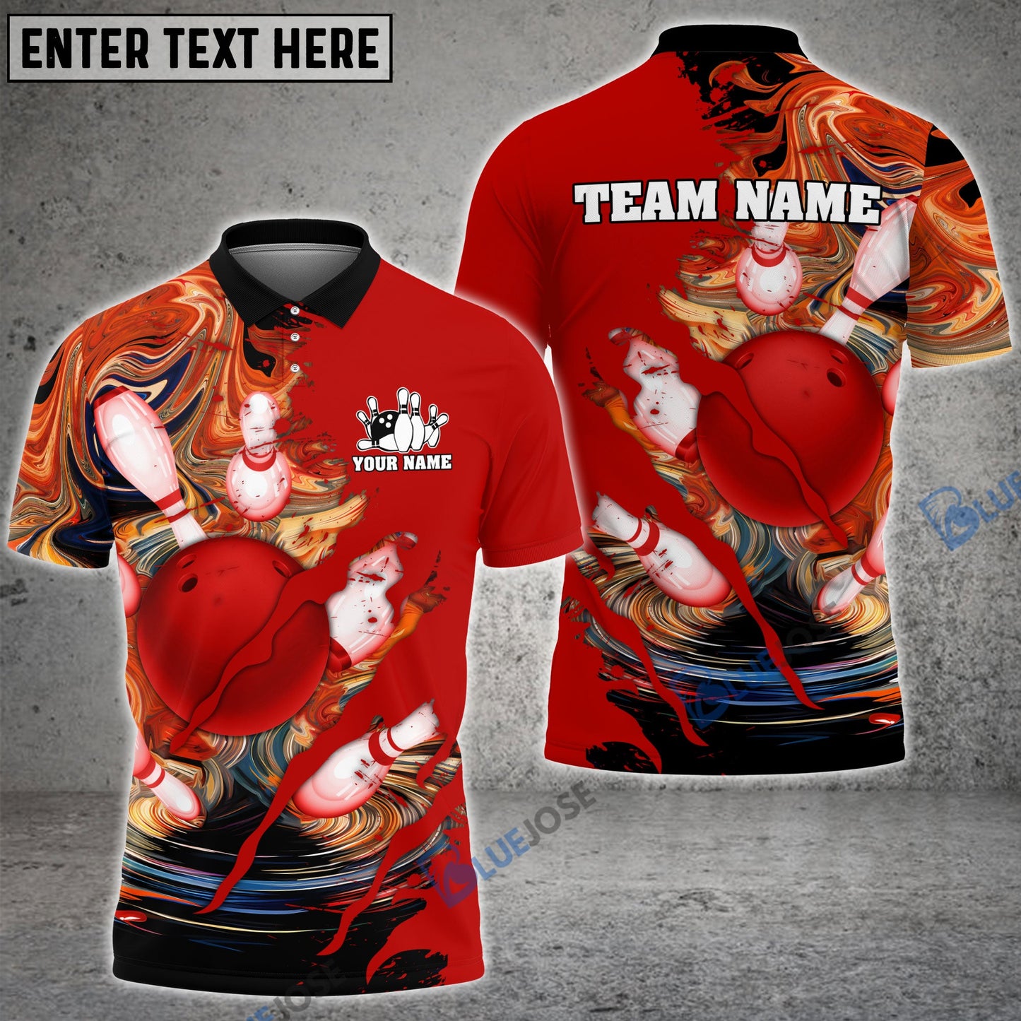 frenzidea Bowling And Pins Scratch Paint Customized Name 3D Shirt