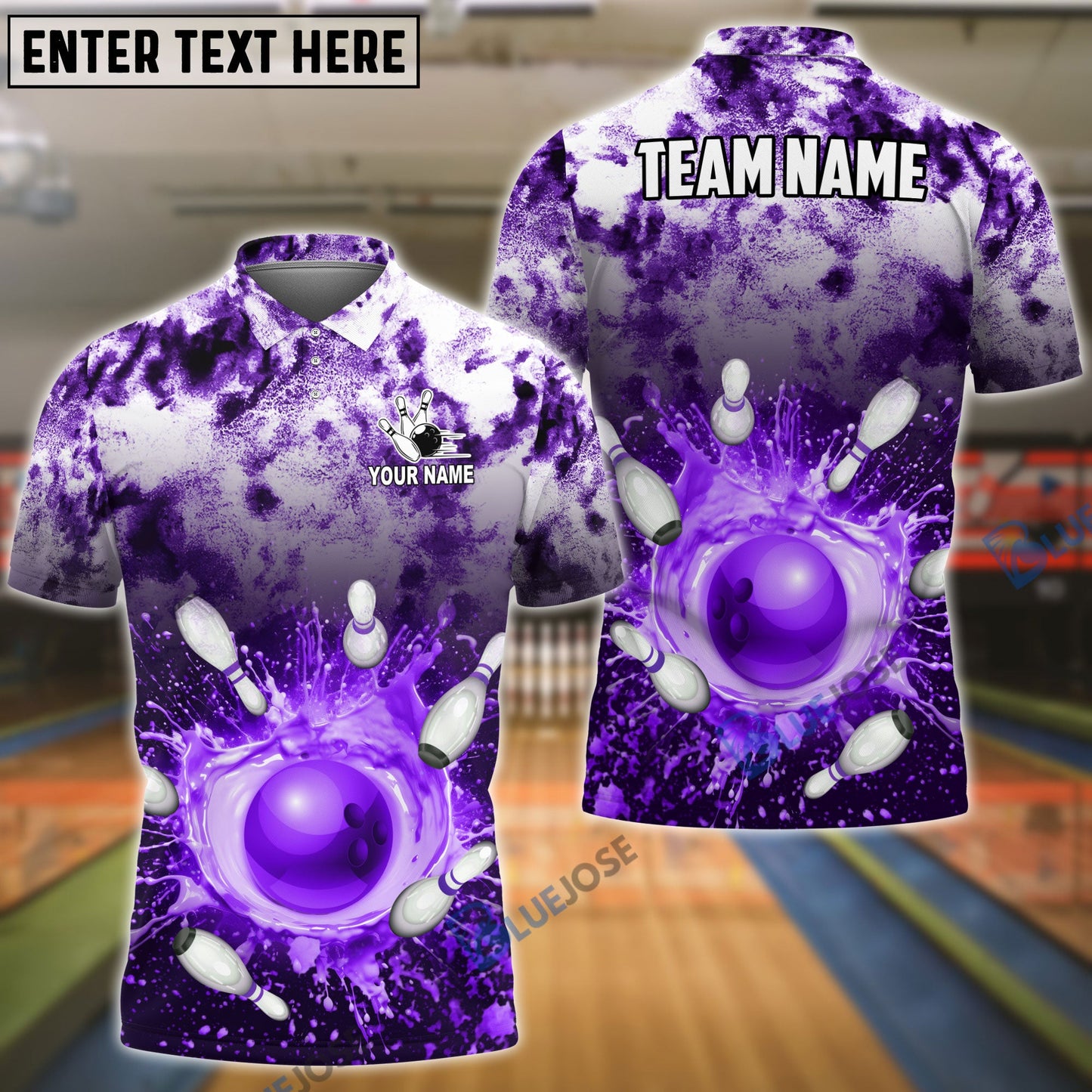Frenzideas Bowling And Pins Tie-Dye Pattern Customized Name, Team Name 3D Shirt (4 Colors)