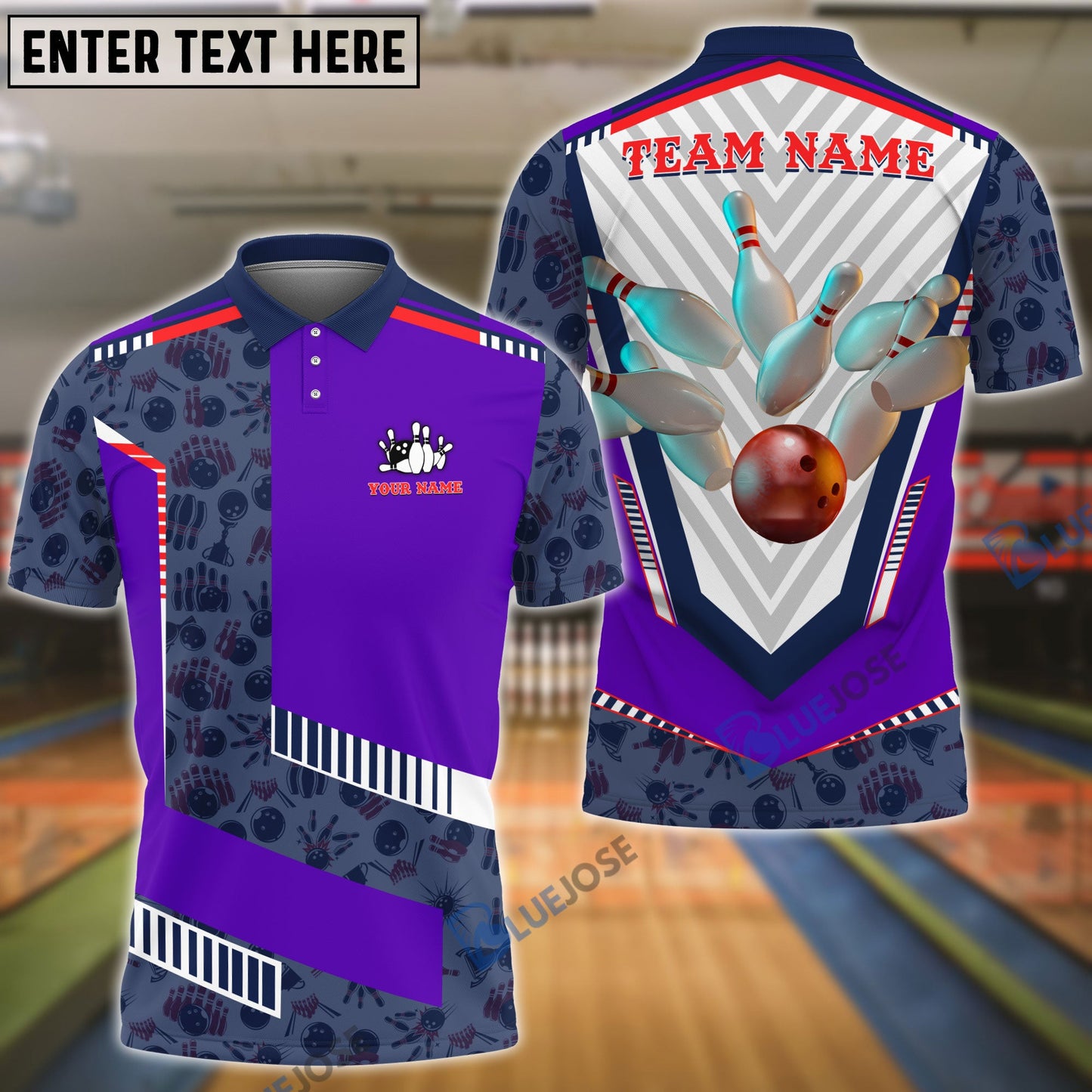 frenzidea Bowling And Pins Sword Pattern Customized Name 3D Shirt (6 Colors)