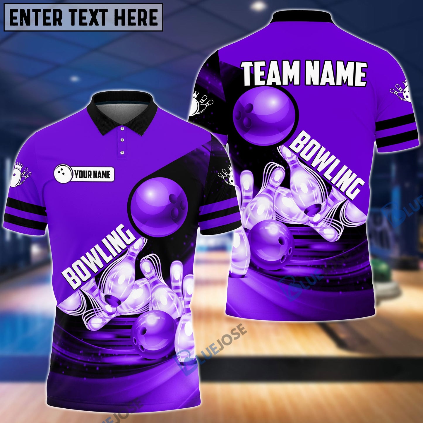 Frenzideas Bowling and Pins Colorful Personalized Name Team Name 3D Shirt (4 Colors)