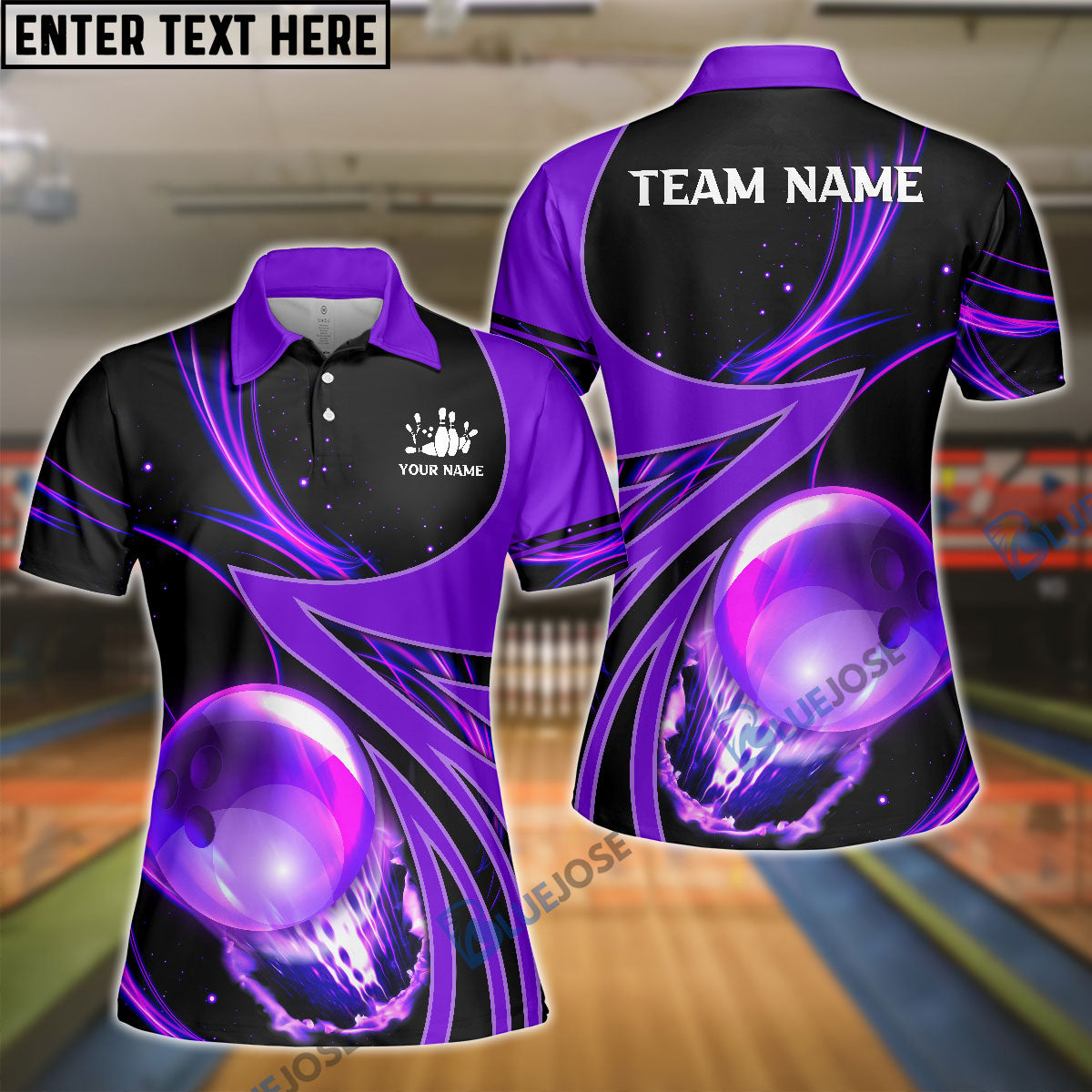 Frenzideas Bowling And Pins Galaxy Pattern Customized Name, Team Name 3D Shirt for Women (4 Colors)