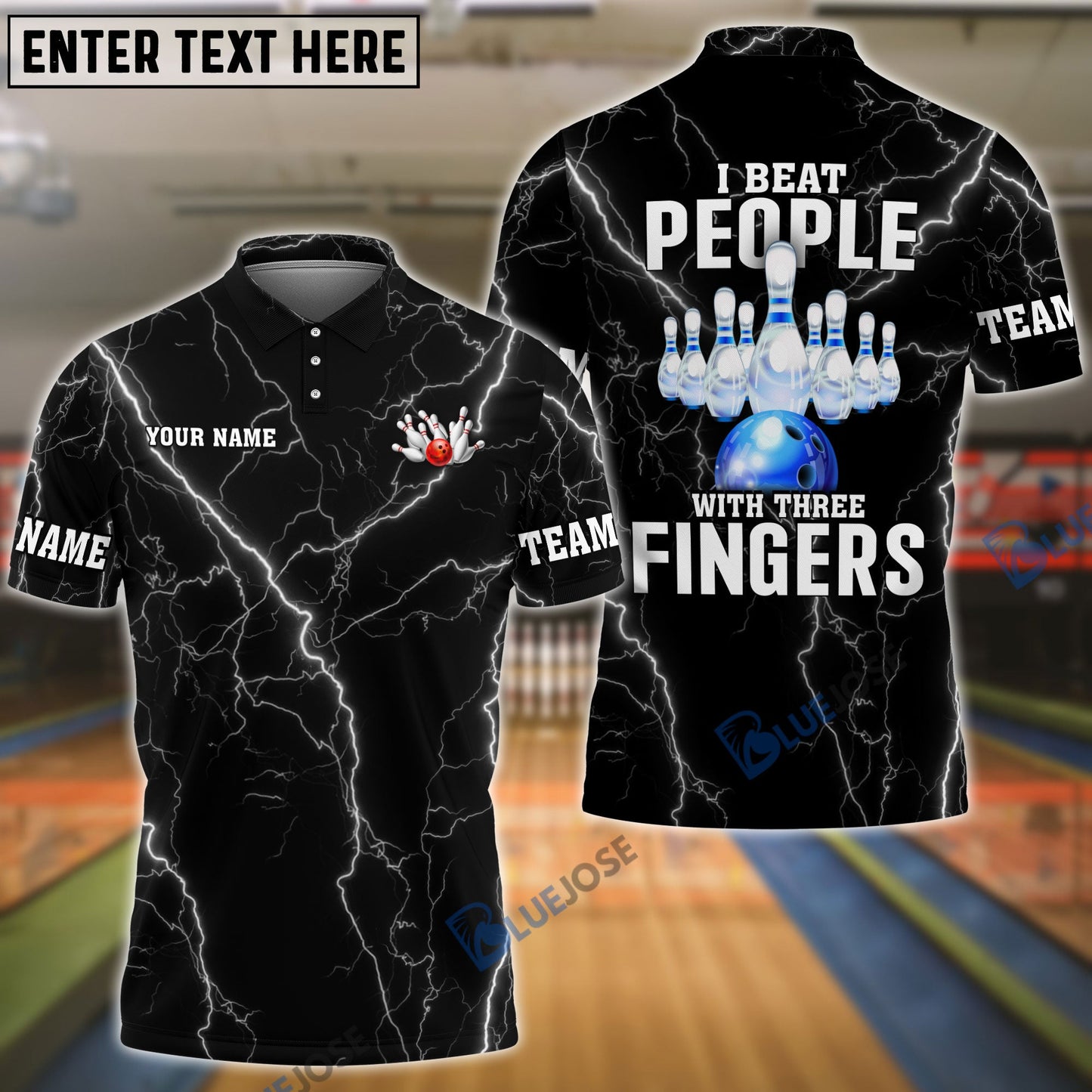 Frenzideas Bowling And Pins I Beat People Customized Name, Team Name 3D Shirt (4 Colors)
