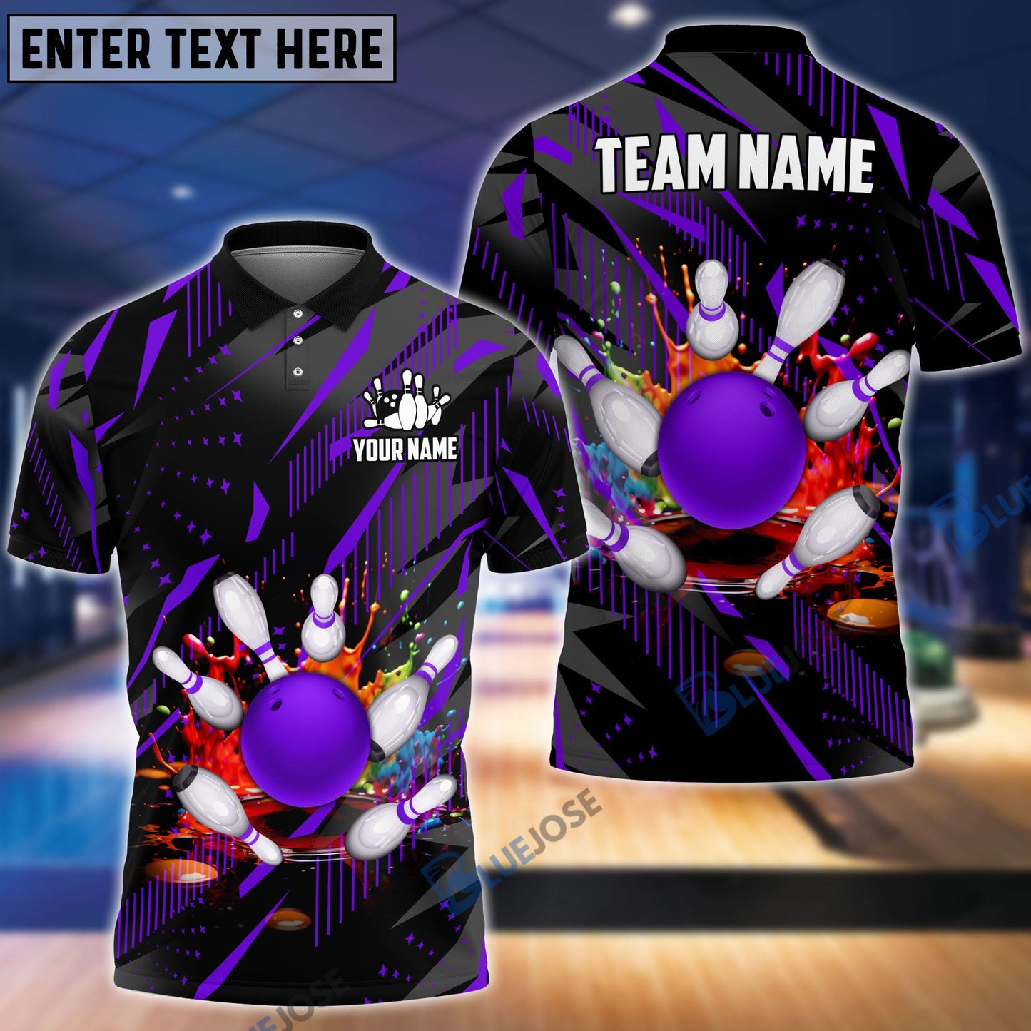 Frenzideas Bowling And Pins Classic Fireworks Customized Name 3D Shirt (4 Colors)