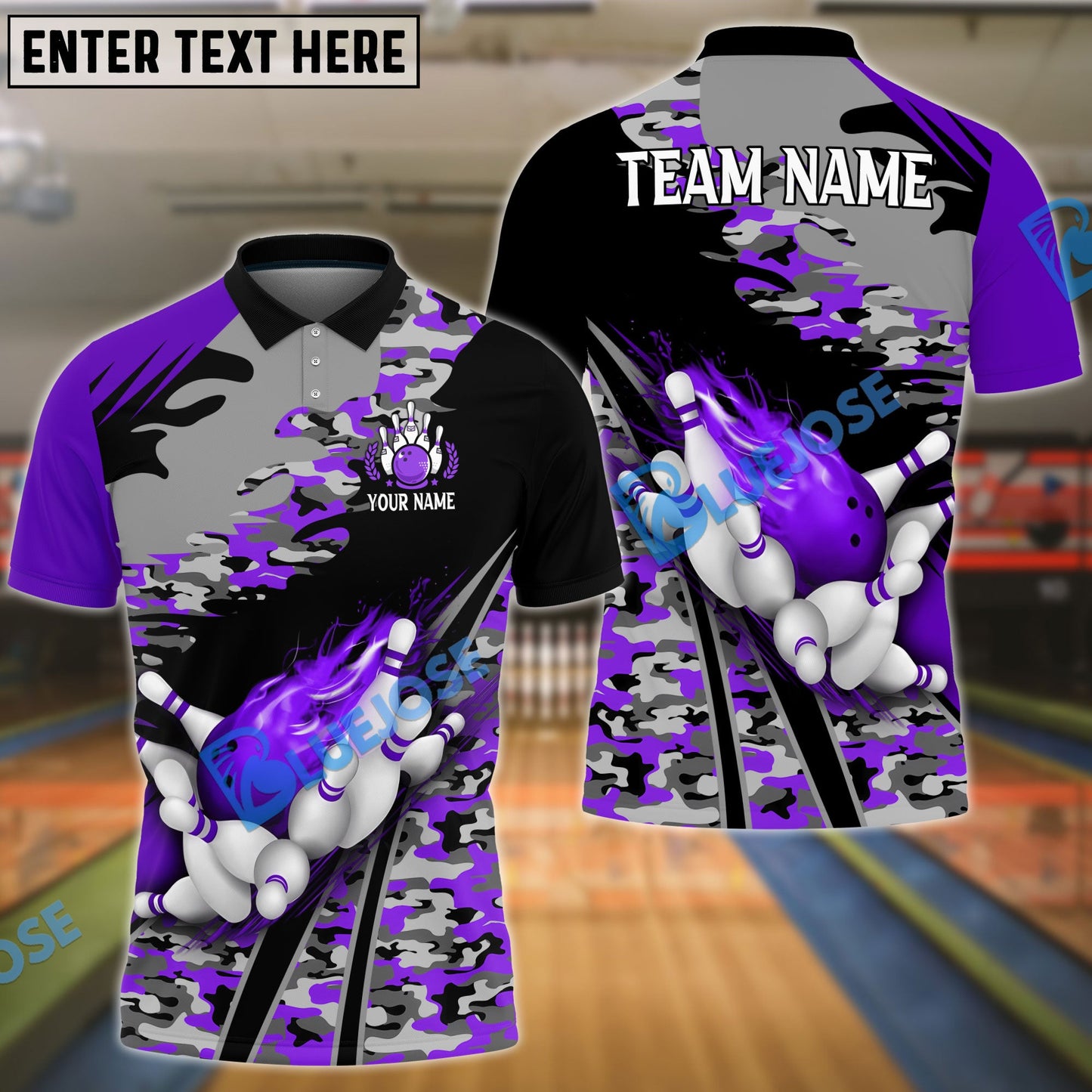 Frenzideas Bowling And Pins Runway Customized Name 3D Shirt (4 Colors)