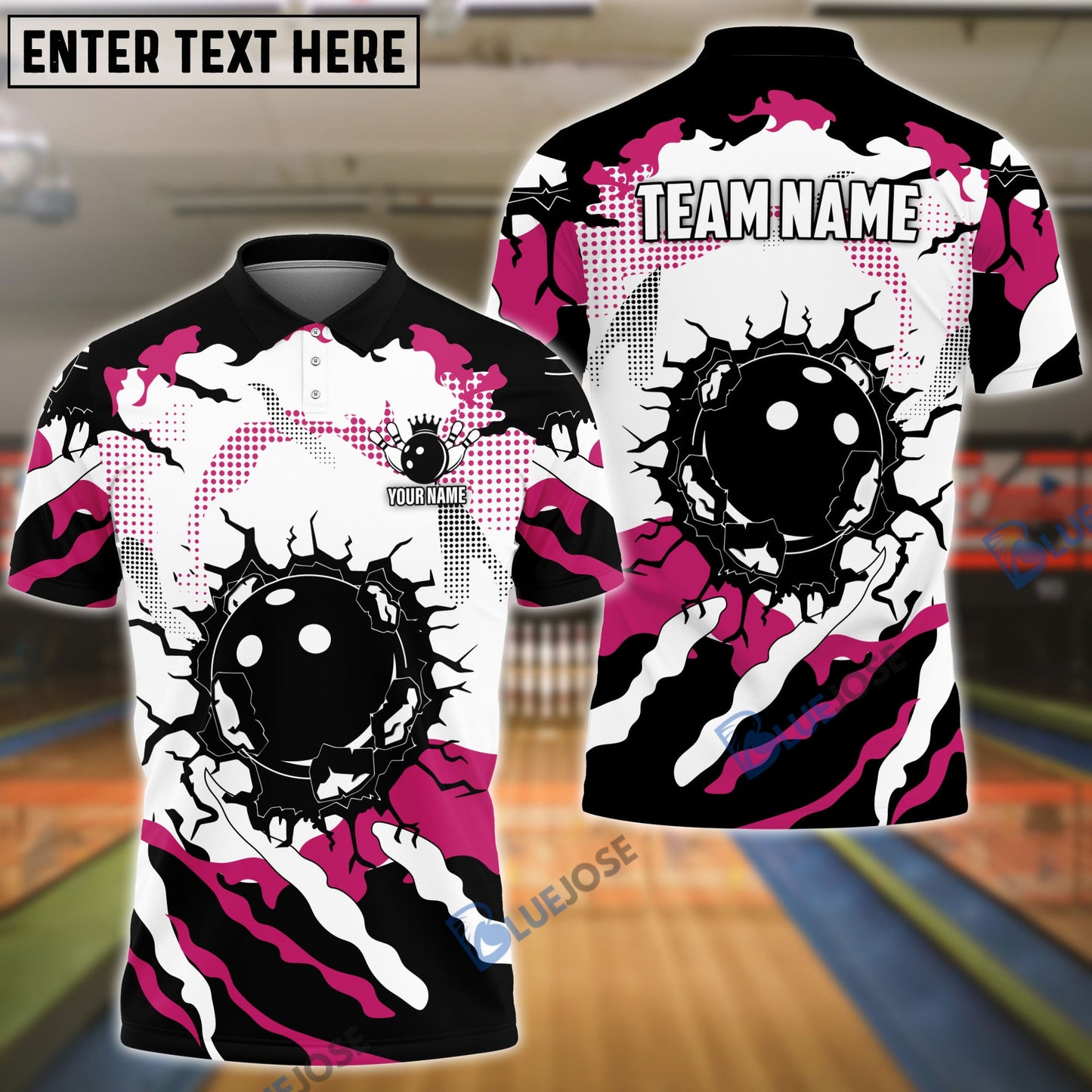 Frenzideas Bowling Ball Broken Multicolor Customized Name 3D Shirt