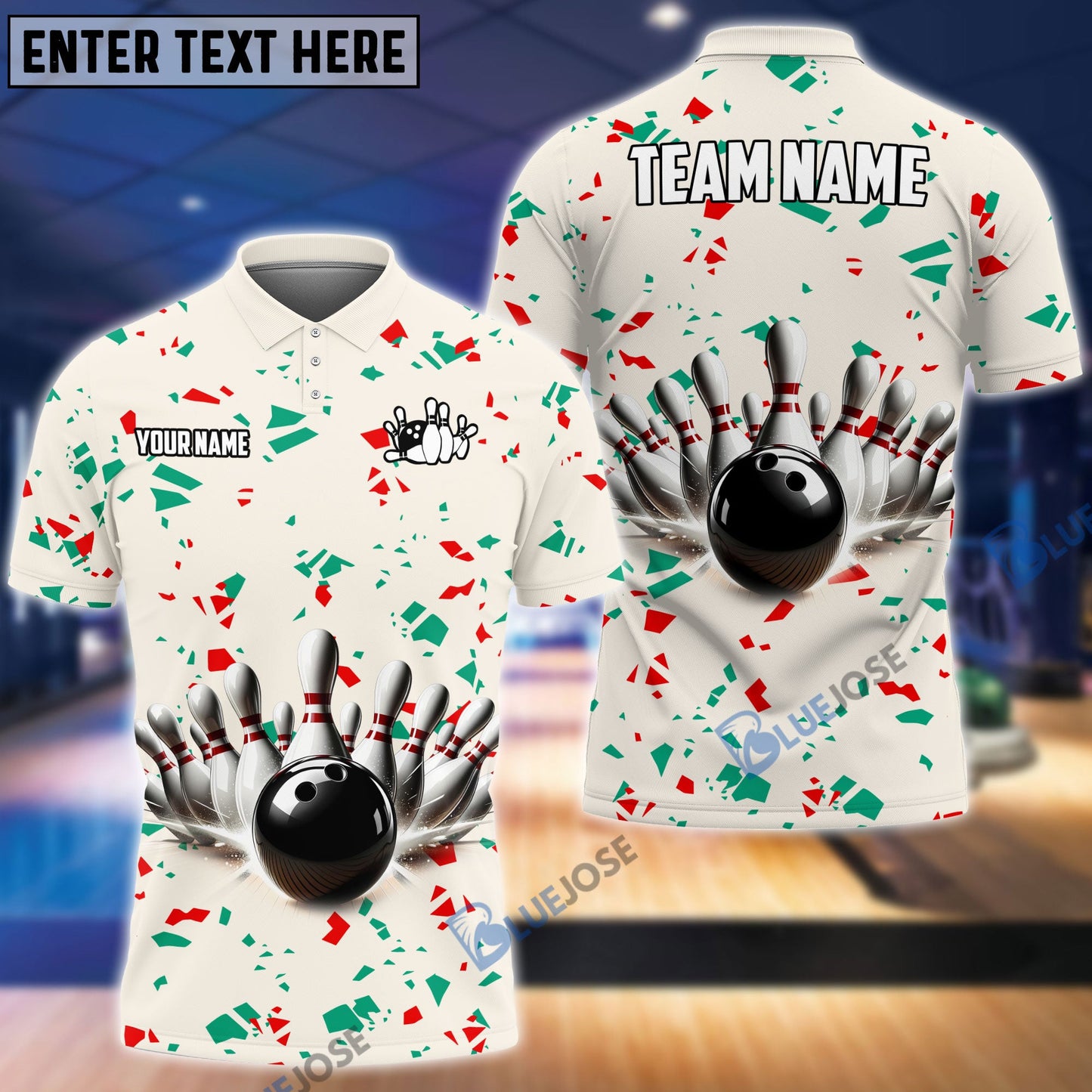 Frenzideas Bowling and Pins Cool Flourishing Customized Name, Team Name 3D Shirt