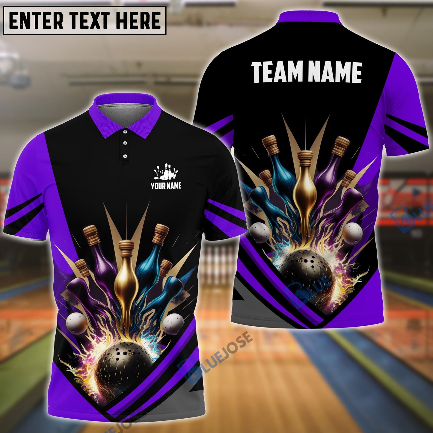 Frenzidea Bowling And Pins Geode Pattern Customized Name 3D Shirt (4 Colors)