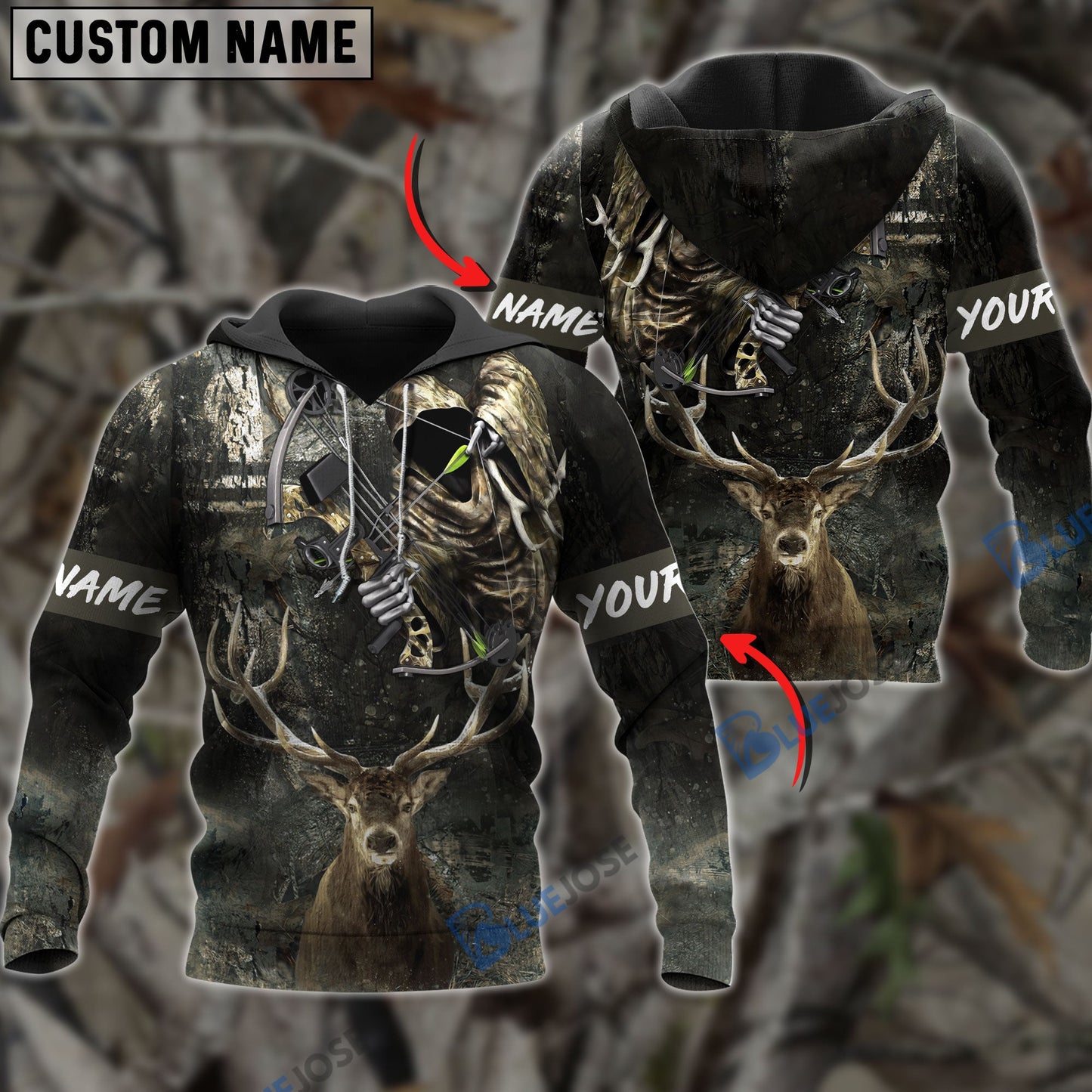 frenzidea Personalized Name Deer Hunting Bow 3D Shirts