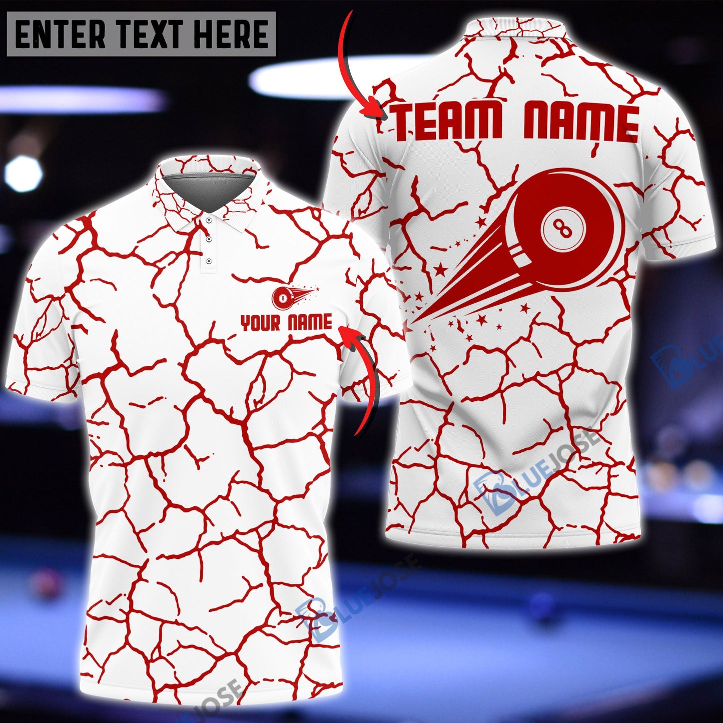 Frenzidea Billiards Cracked Land Pattern Red Personalized Shirt