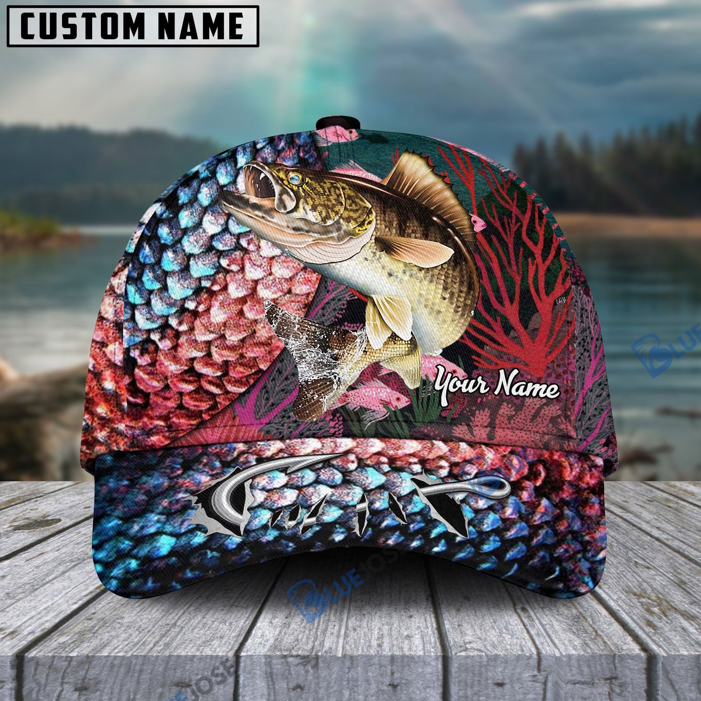 Frenzidea Personalized Walleye Fishing Colorful Cap