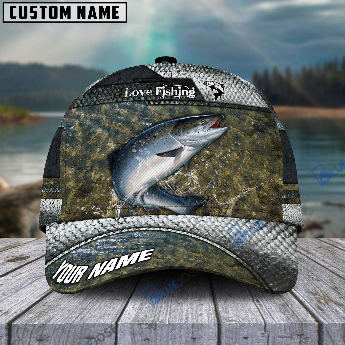 Frenzidea Salmon Fish Love Fishing Personalized Cap