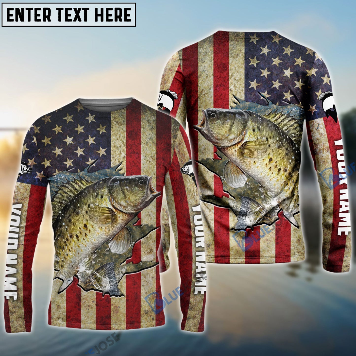 frenzidea Crappie Fishing USA Flag Custom Fishing Shirt