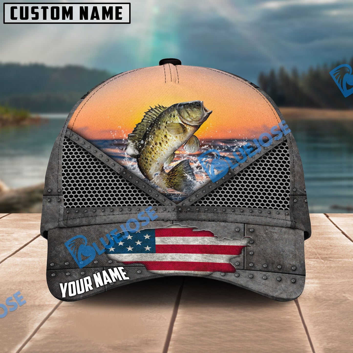 Frenzidea Crappie Fishing Sunset Personalized Cap