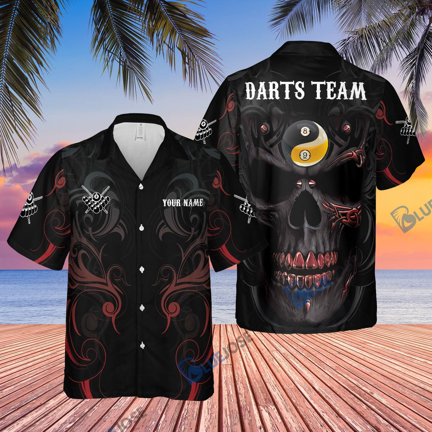 Frenzidea Billiards Skull Yin Yang 8-Ball & 9-Ball Personalized Shirt