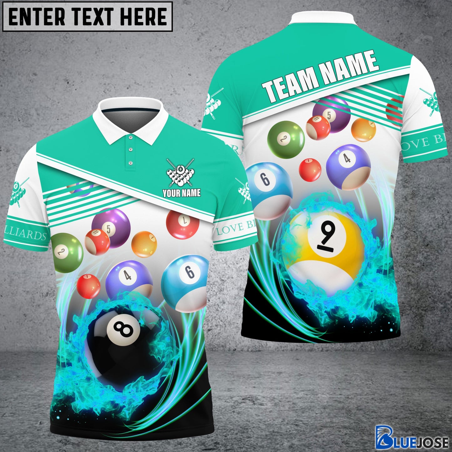 Frenzidea Billiards Mint Color Personalized Name, Team Name 3D Shirts