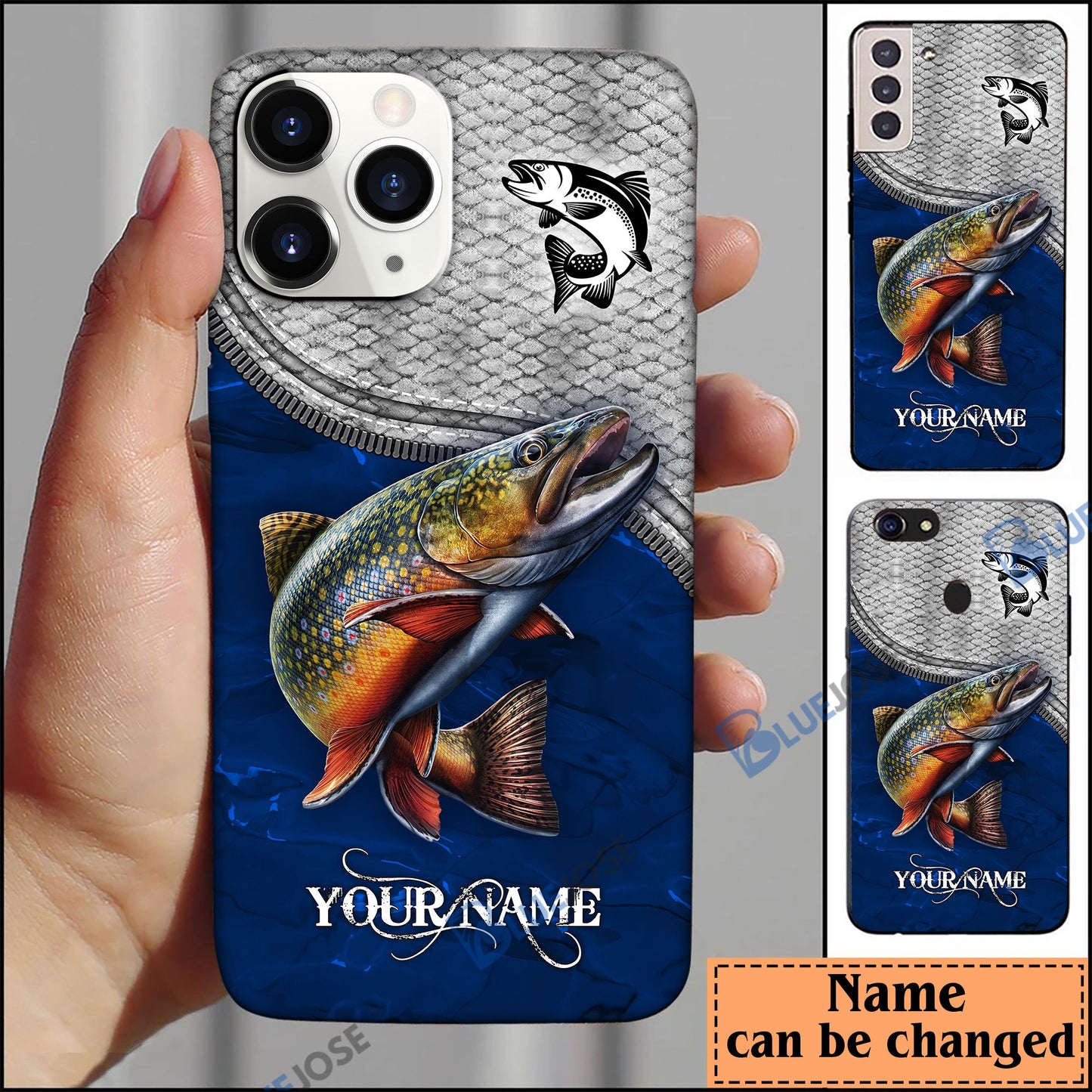 Frenzidea Trout Fishing Blue Personalized Name Phone Case