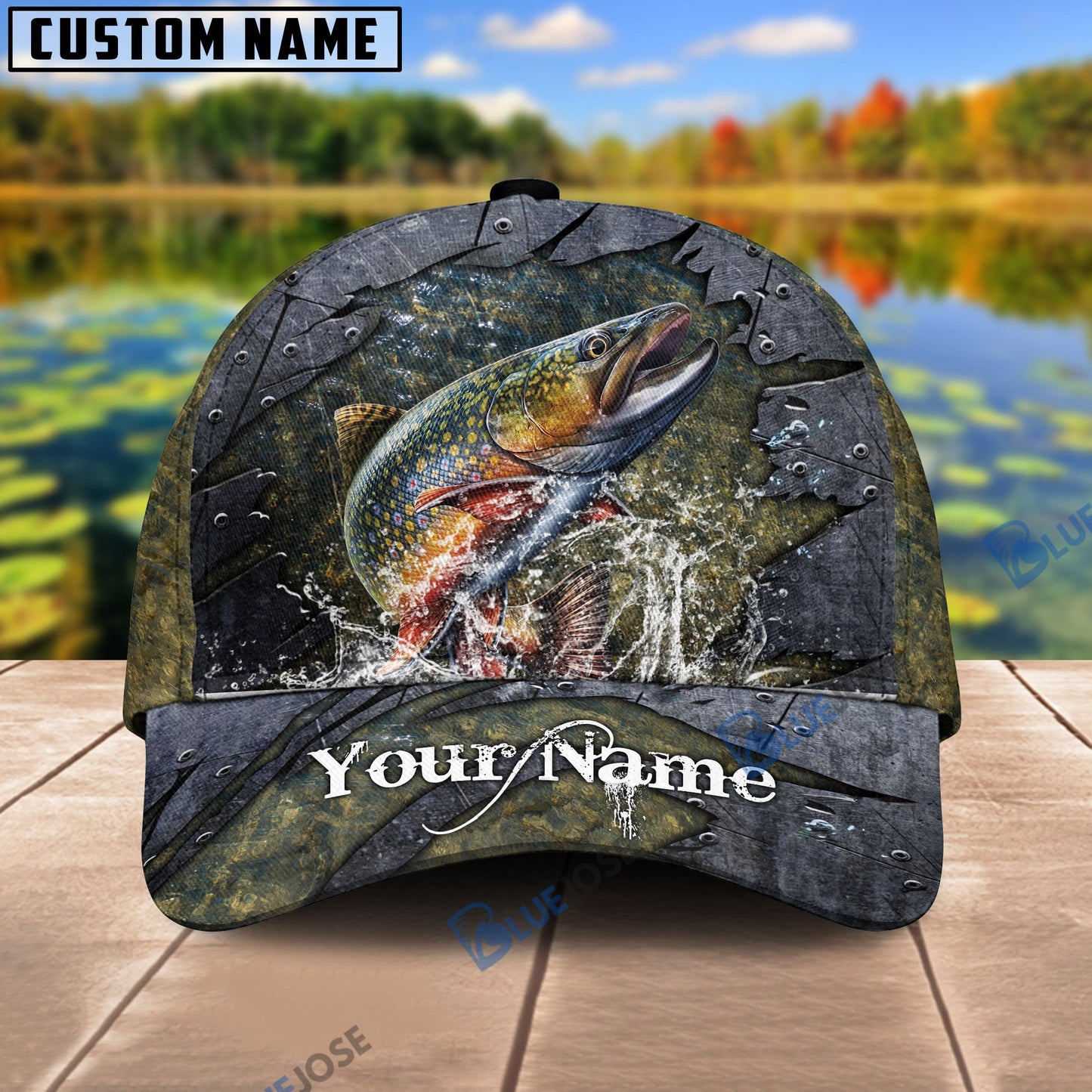 Frenzidea Personalized Trout Fishing Metal Pattern Cap