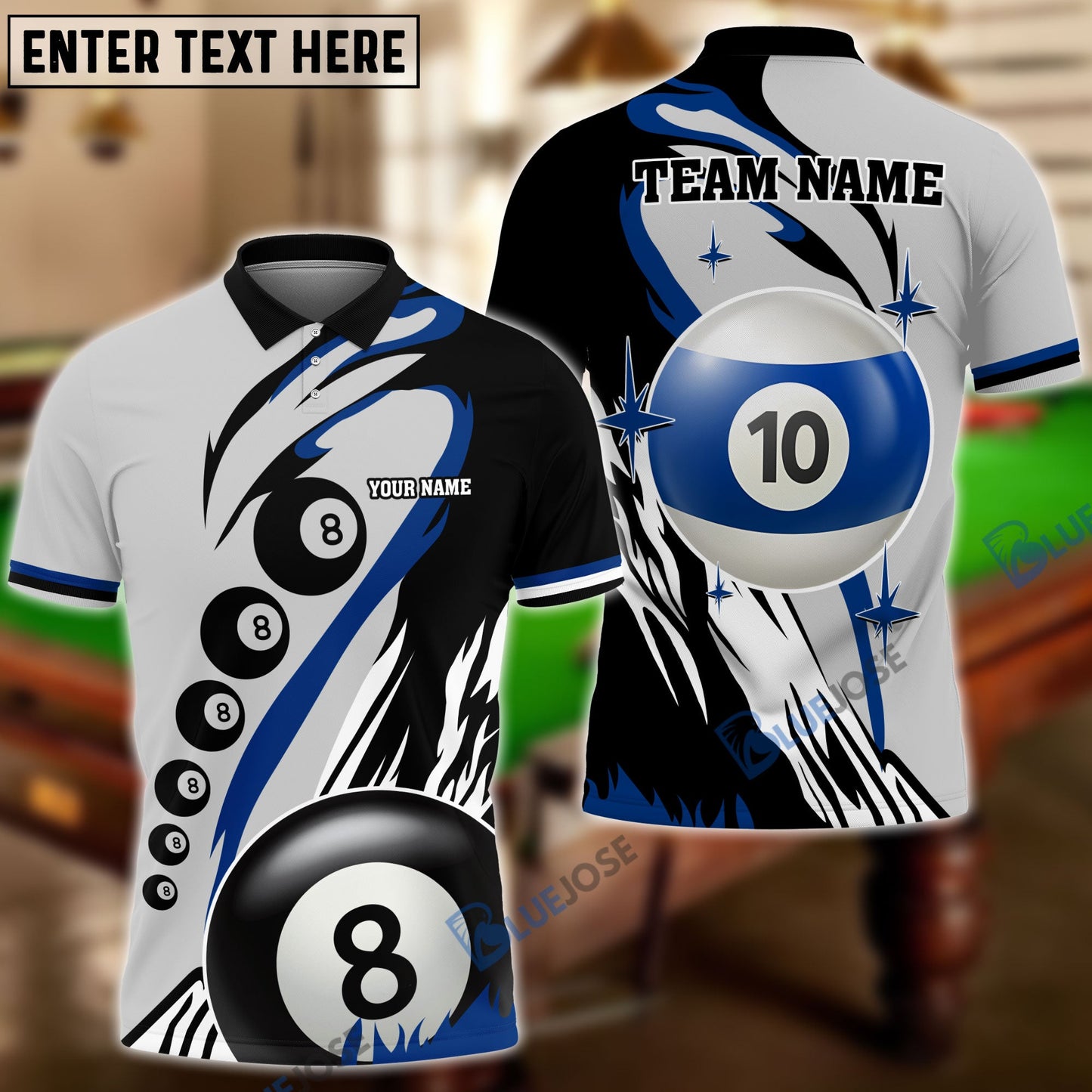 Frenzidea Billiards 8-Ball & 10-Ball Personalized Name, Team Name Shirt