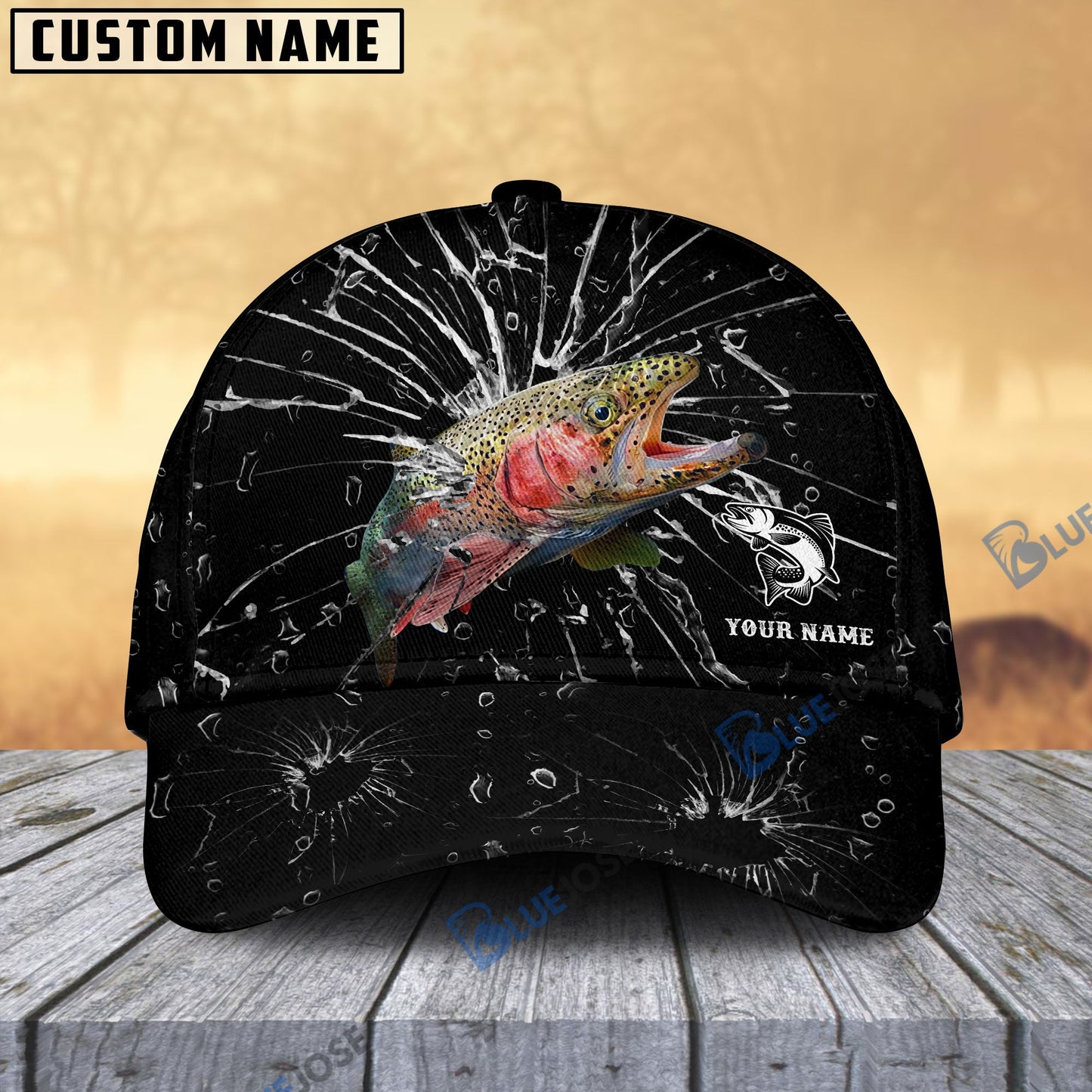 Frenzidea Personalized Trout Fishing Broken Glass Cap