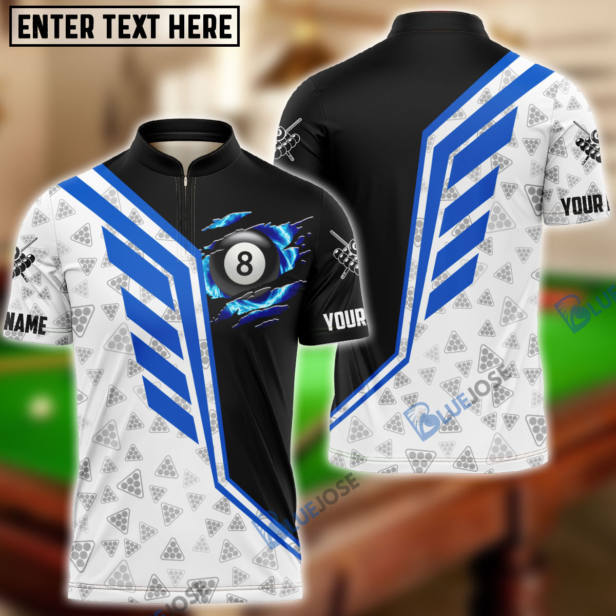 Frenzidea Billiards 8 Ball & 9 Ball Scratched Personalized Name 3D Shirt