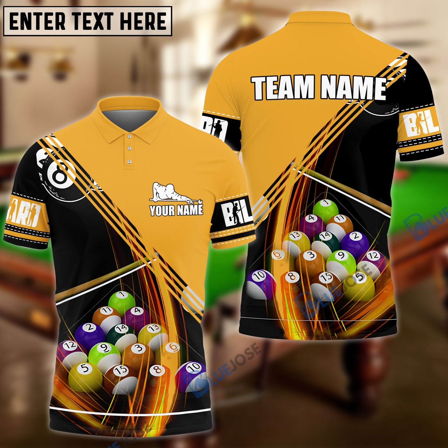 Frenzidea Billiards Players Personalized Name, Team Name Polo Shirt (6 Colors)