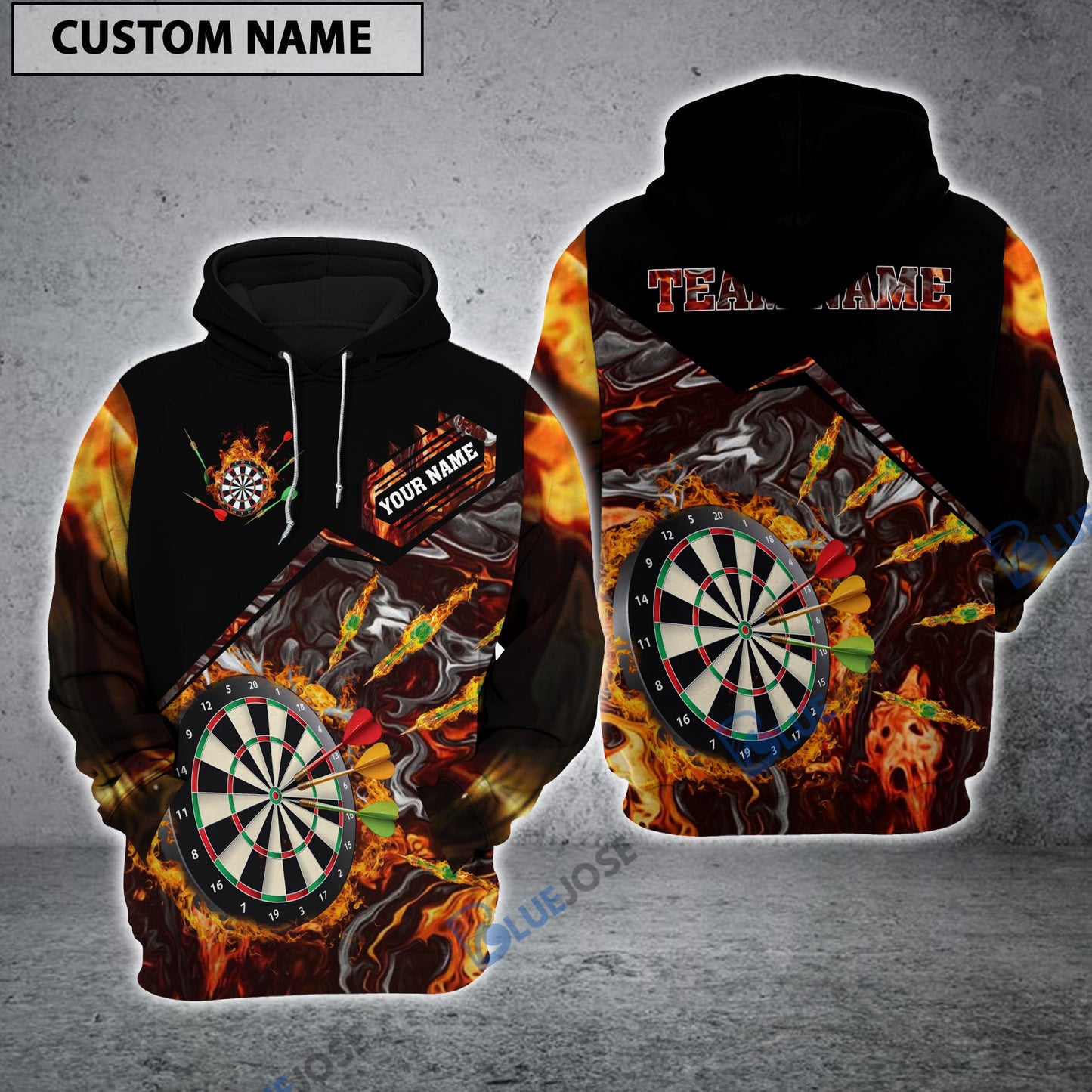 frenzidea Dart Fire Personalized Name, Team Name 3D Hoodie