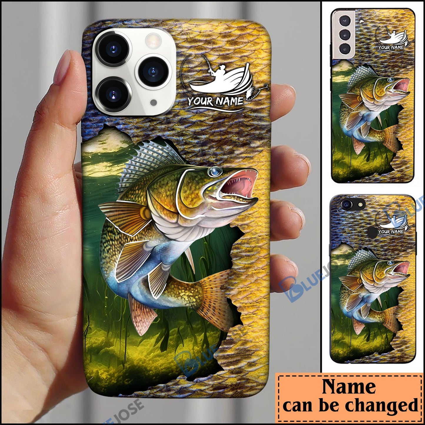 Frenzidea Fishing Bass Skin Personalized Name Phone Case