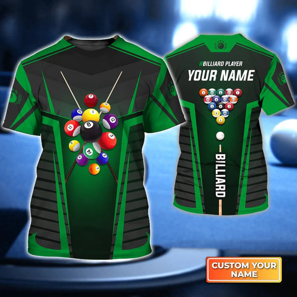 Frenzidea Green Billiard Balls All Over Print Personalized Unisex Shirt
