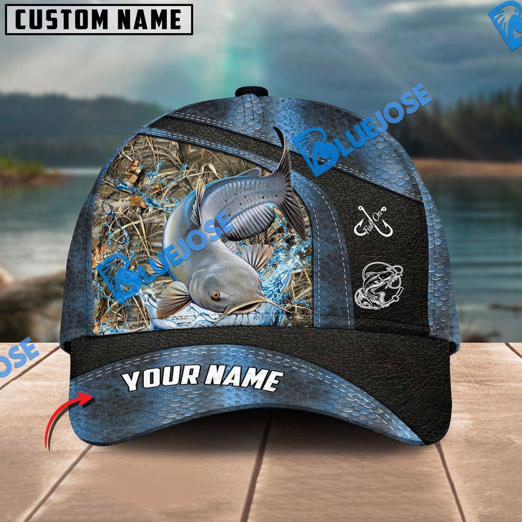Frenzidea Personalized Catfish Fishing Skin Bling Leather Pattern Classic 3D Cap
